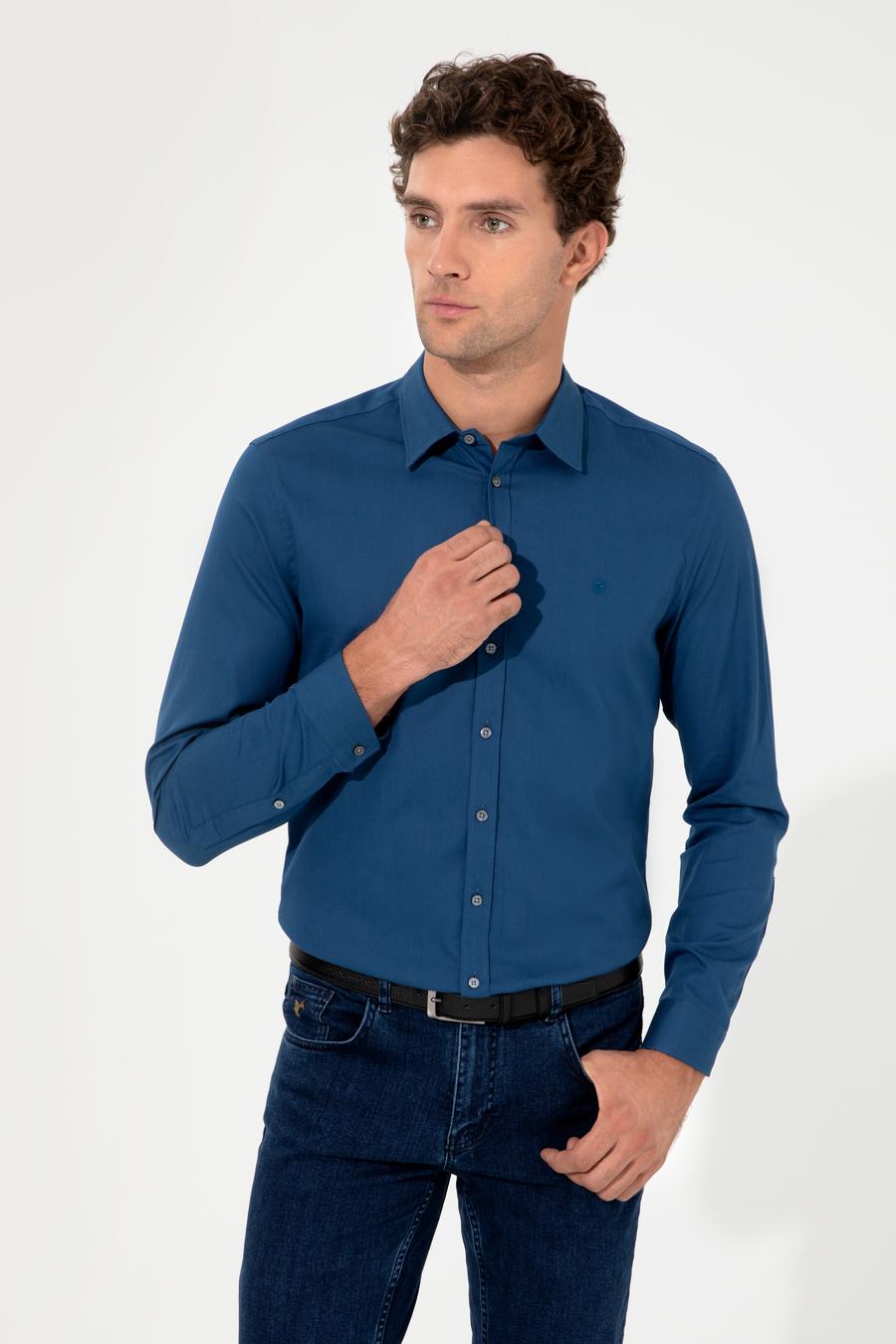 İndigo Slim Fit Uzun Kollu Gömlek - 50219660004