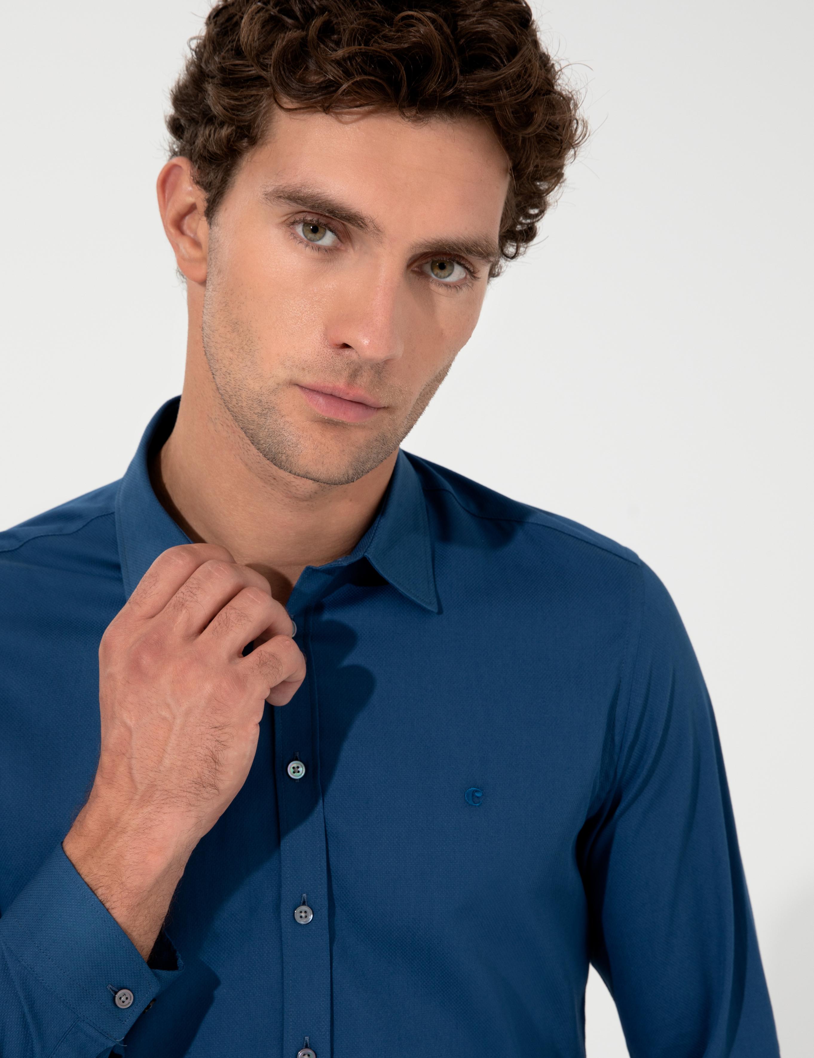 İndigo Slim Fit Uzun Kollu Gömlek - 50219660004