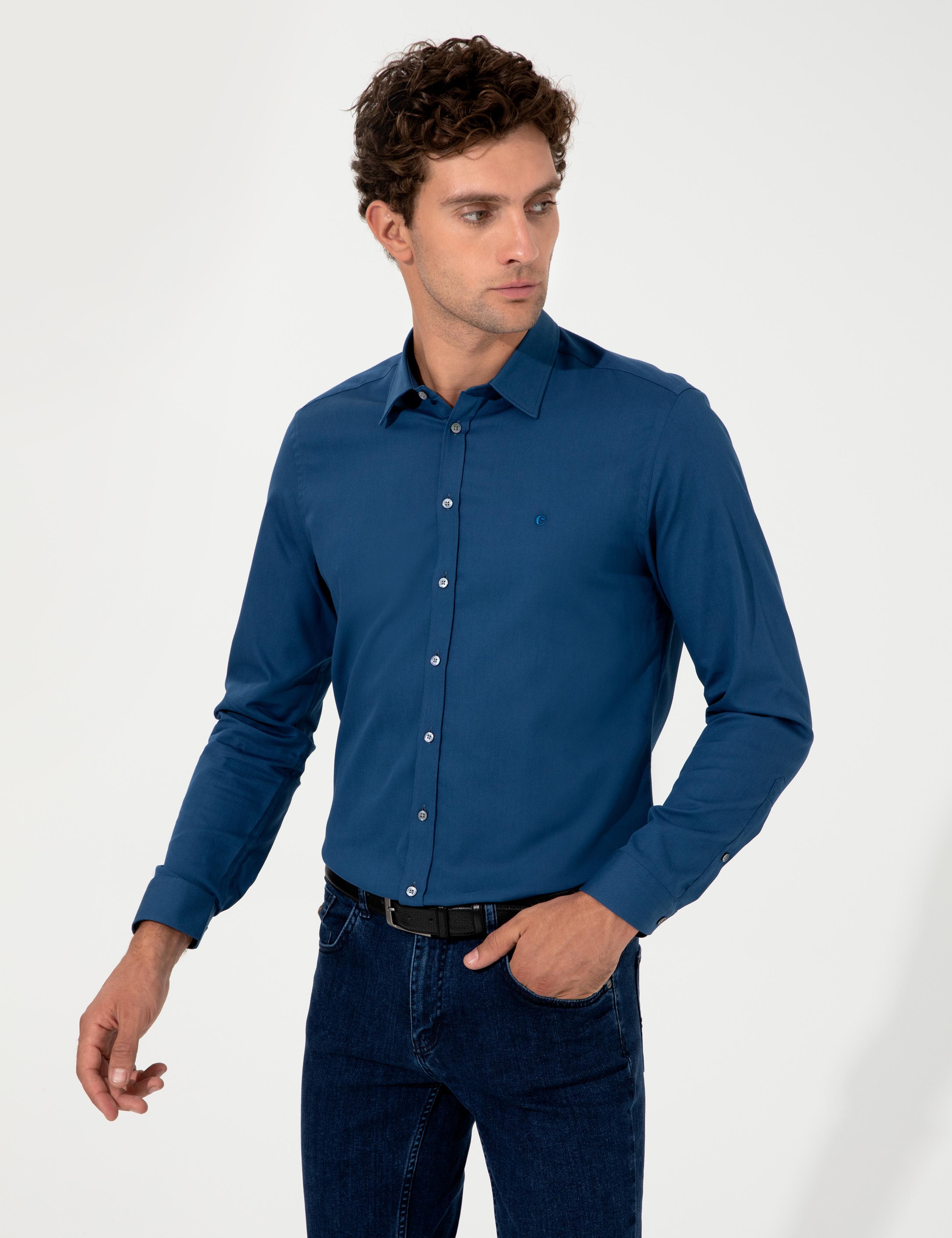 İndigo Slim Fit Uzun Kollu Gömlek - 50219660004
