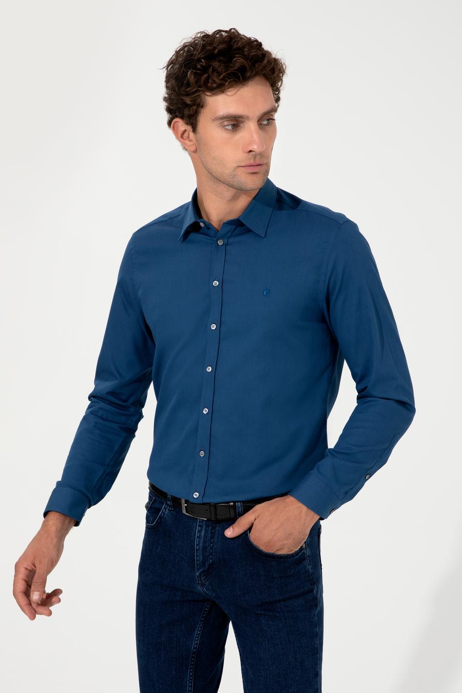 İndigo Slim Fit Uzun Kollu Gömlek - 50219660004