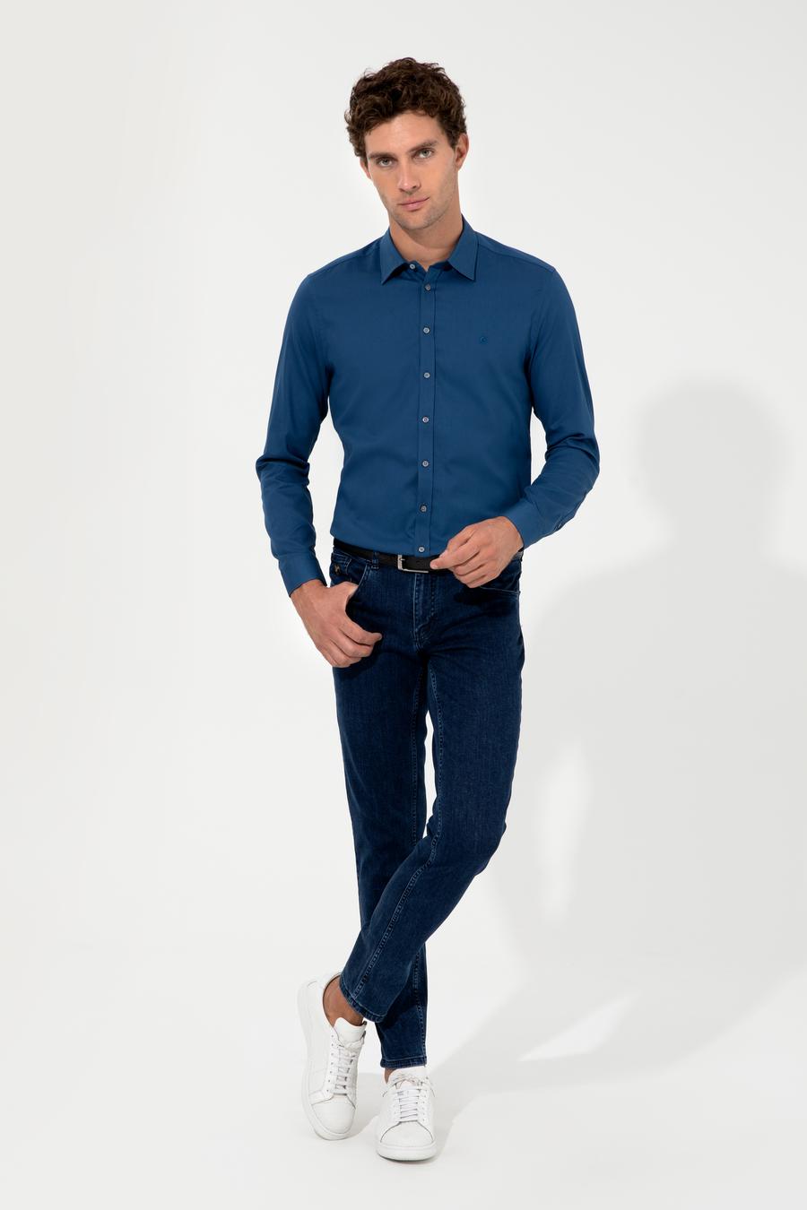 İndigo Slim Fit Uzun Kollu Gömlek - 50219660004