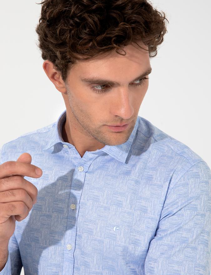 Mavi Slim Fit Uzun Kollu Gömlek