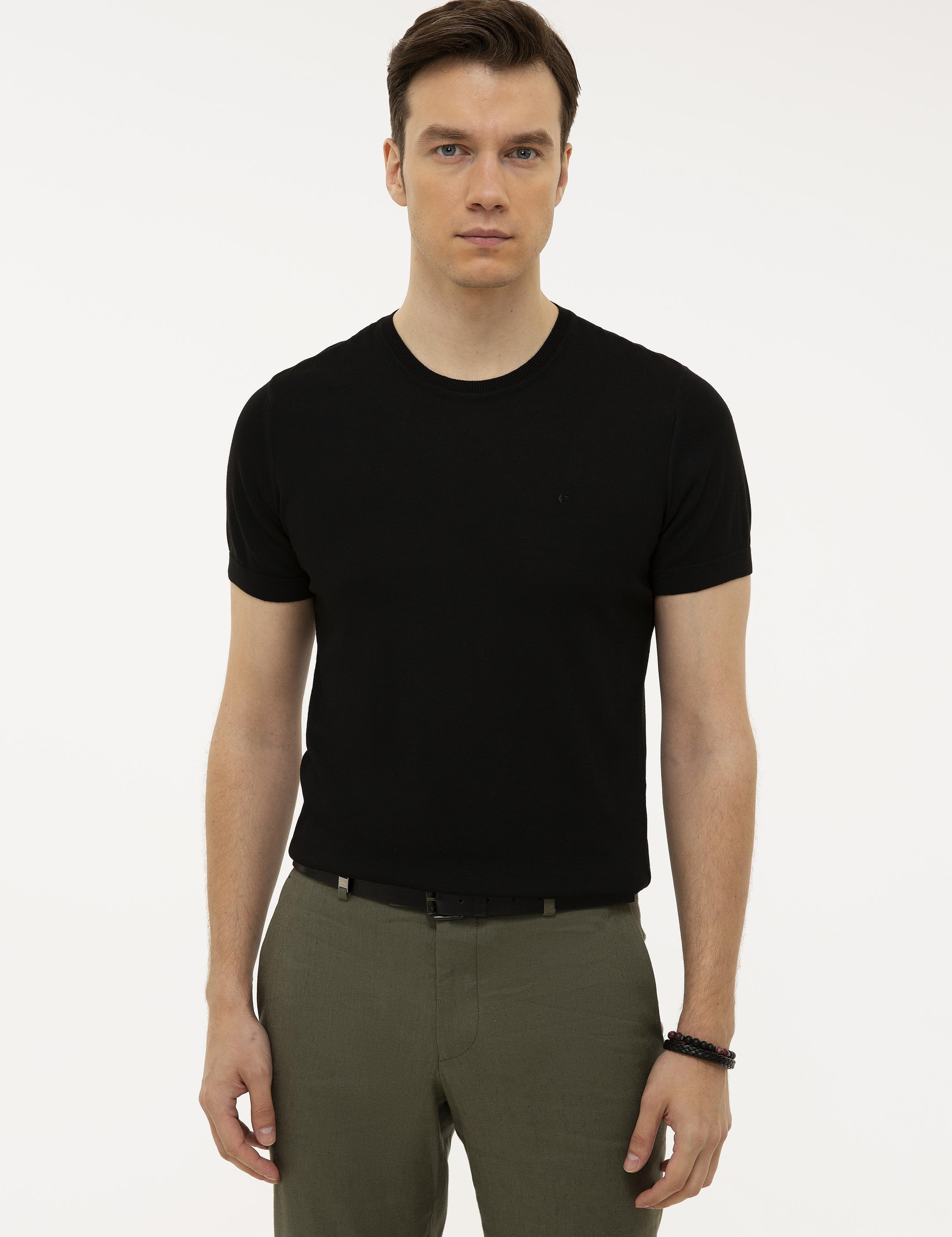 Siyah Slim Fit Kazak - 50227897036