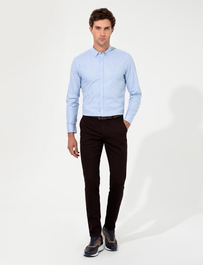 Koyu Kahverengi Slim Fit Kanvas Pantolon