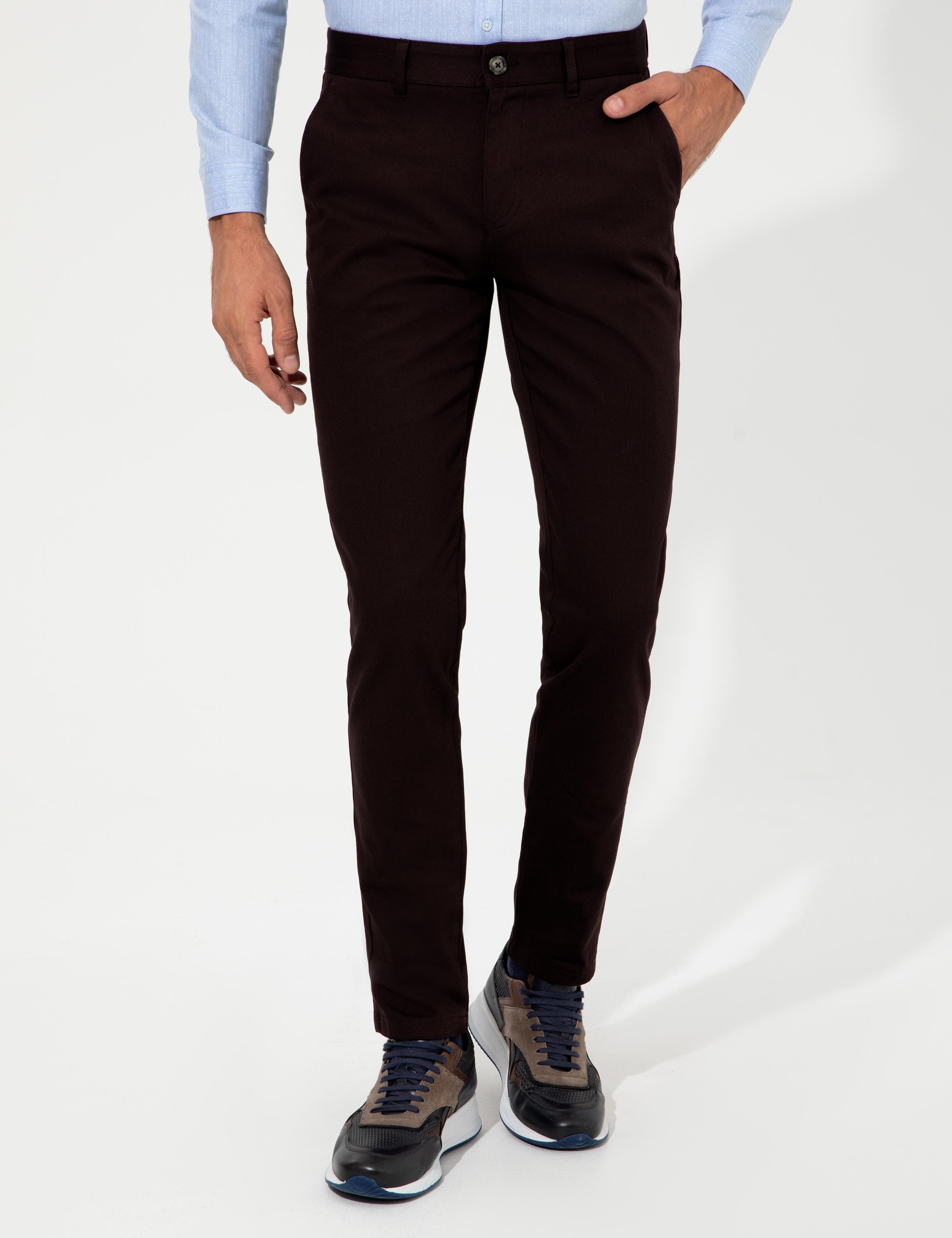 Koyu Kahverengi Slim Fit Kanvas Pantolon - 50233808115