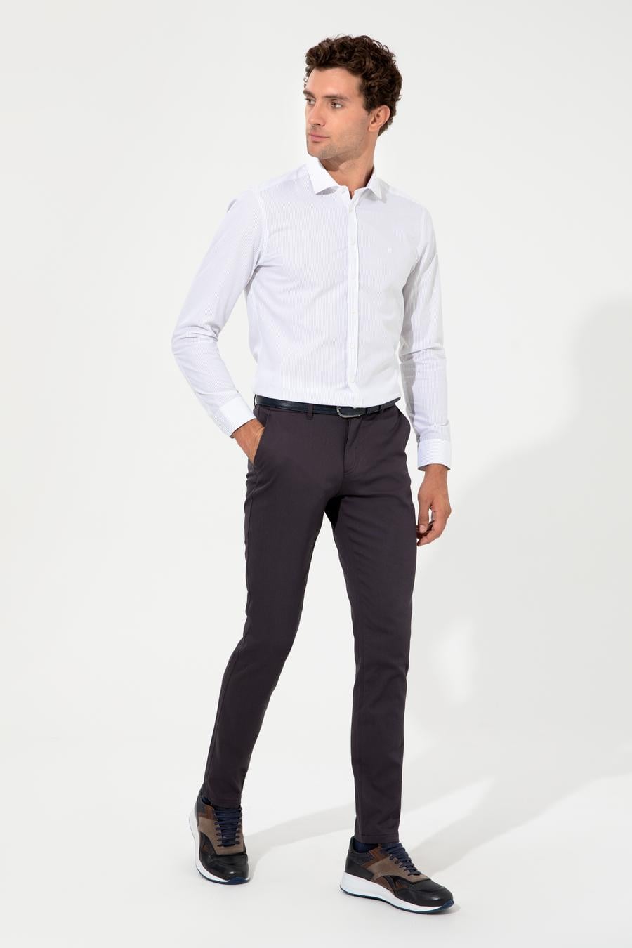 Antrasit Slim Fit Kanvas Pantolon - 50233808148