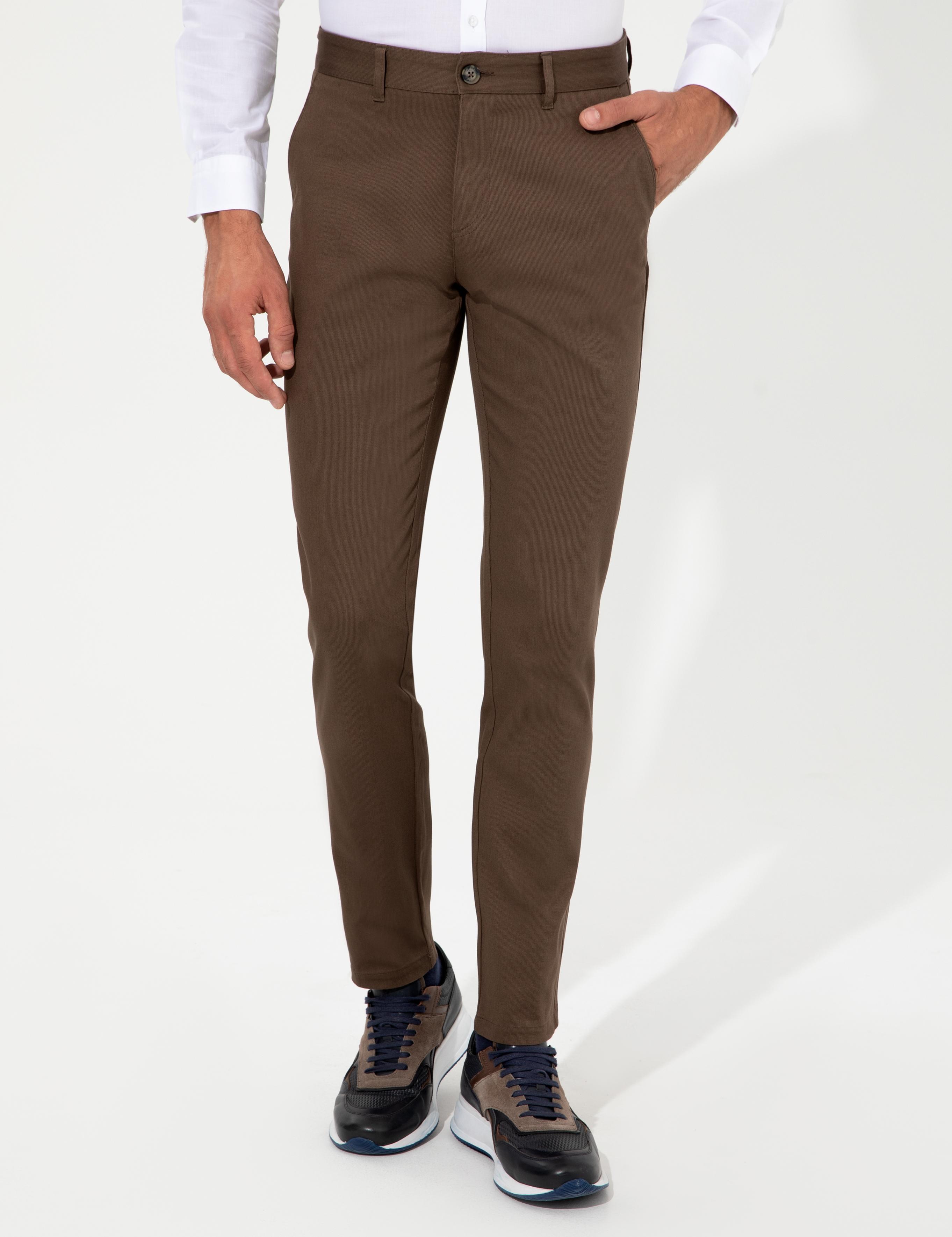 Kahverengi Slim Fit Kanvas Pantolon - 50233808016