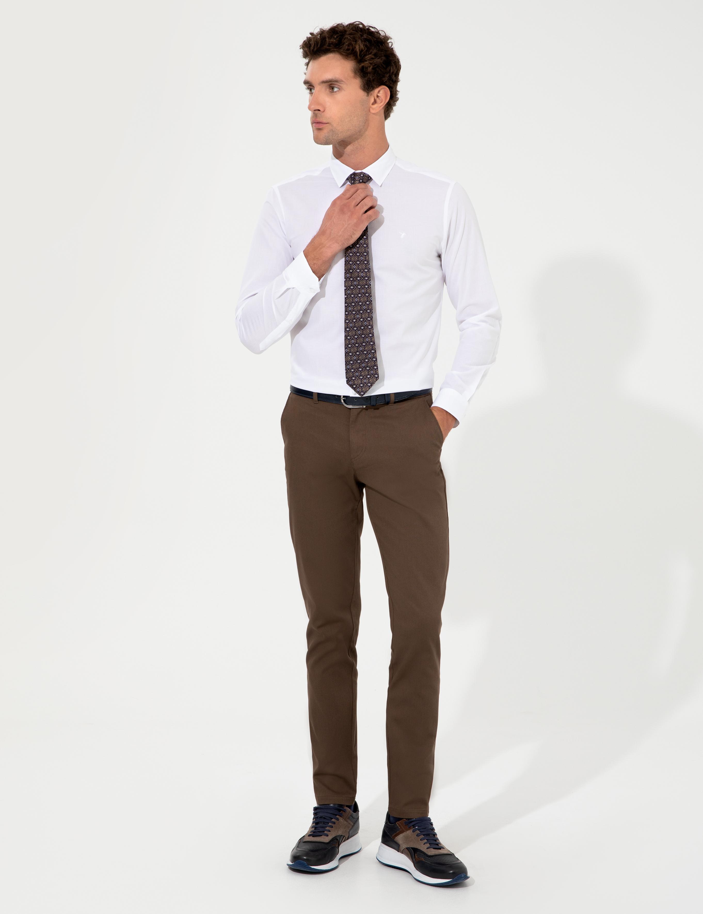 Kahverengi Slim Fit Kanvas Pantolon - 50233808016
