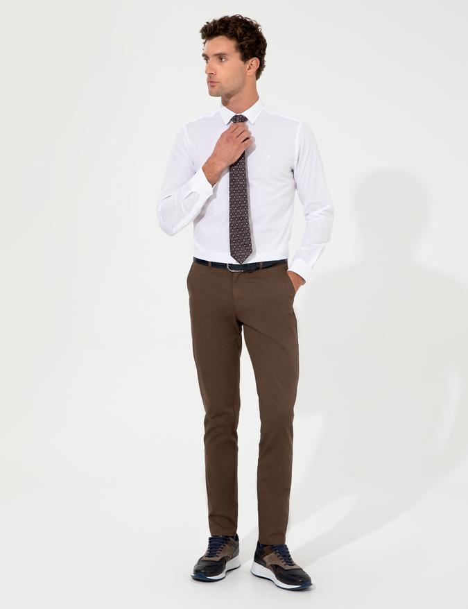 Kahverengi Slim Fit Kanvas Pantolon