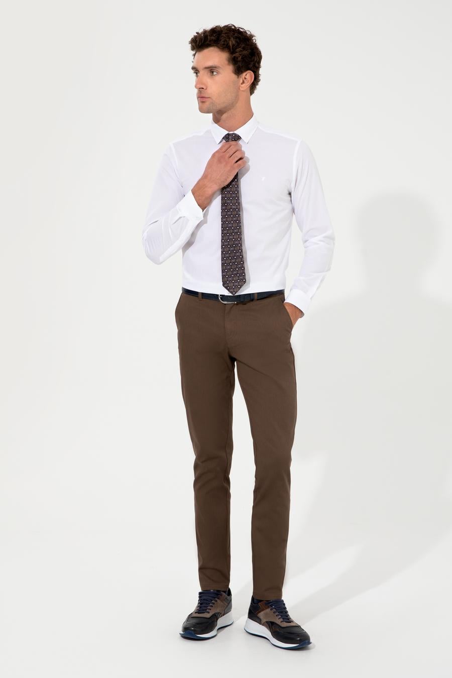 Kahverengi Slim Fit Kanvas Pantolon - 50233808016