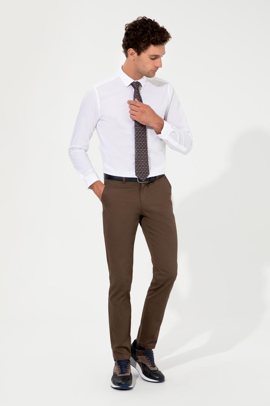 Kahverengi Slim Fit Kanvas Pantolon - 50233808016