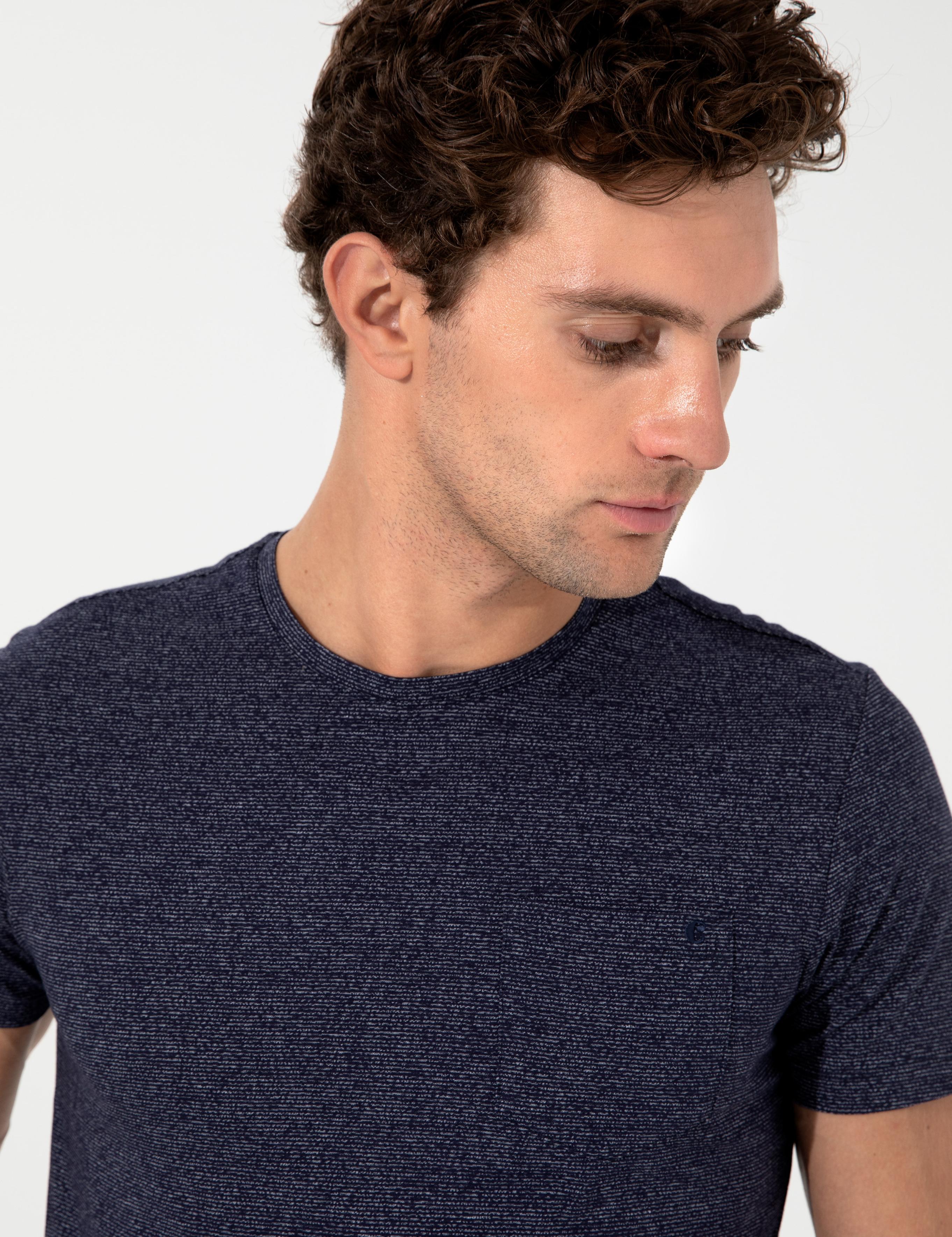 Lacivert Bisiklet Yaka Slim Fit T-Shirt - 50240270004
