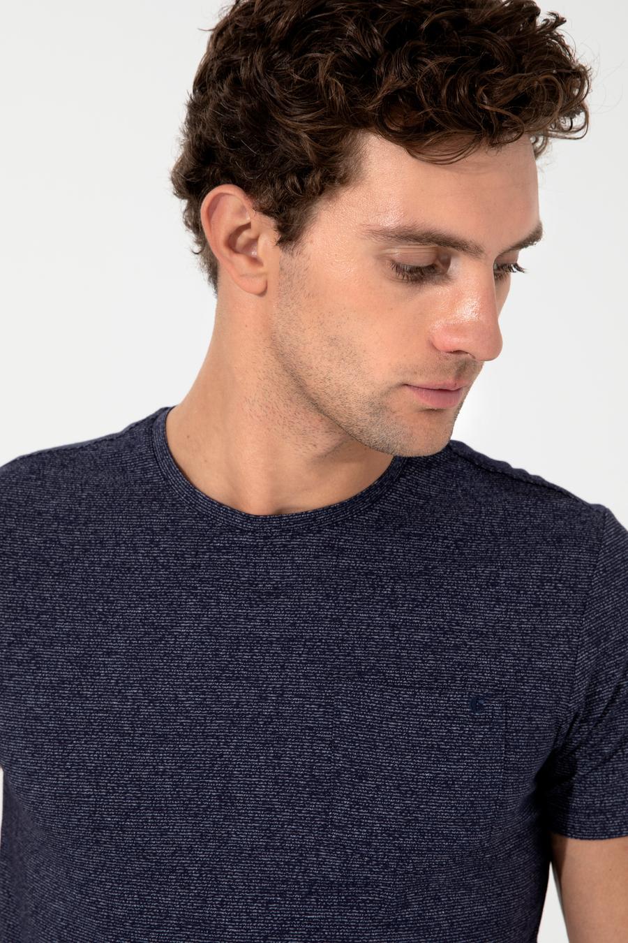 Lacivert Bisiklet Yaka Slim Fit T-Shirt - 50240270004