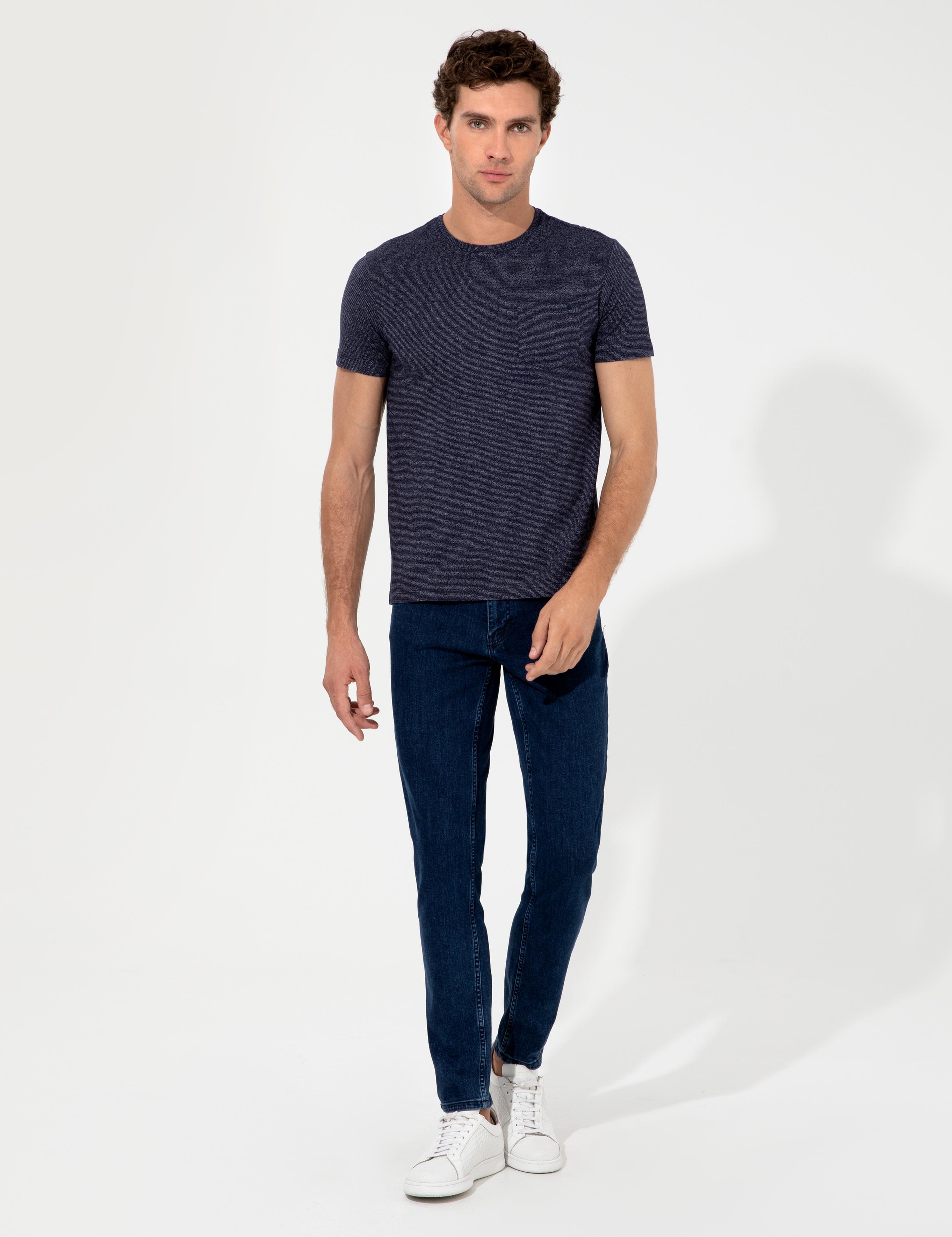 Lacivert Bisiklet Yaka Slim Fit T-Shirt - 50240270004