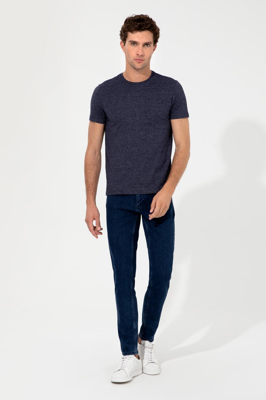 Lacivert Bisiklet Yaka Slim Fit T-Shirt - 50240270004