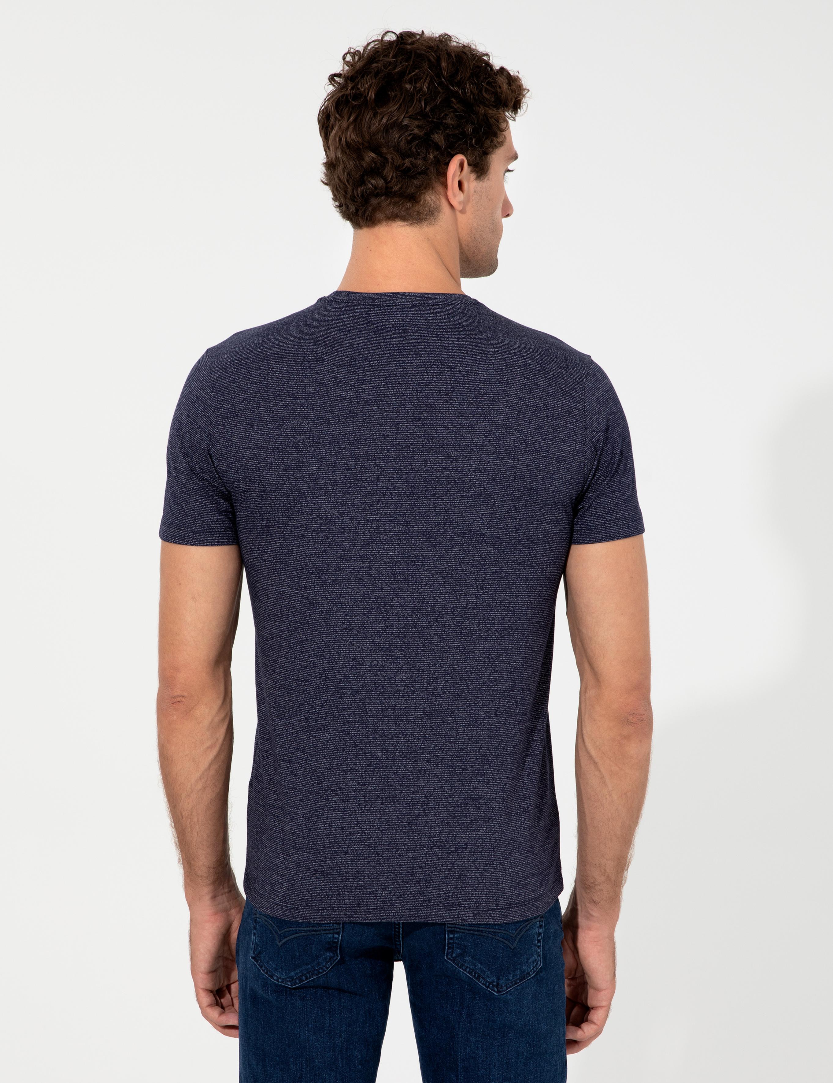 Lacivert Bisiklet Yaka Slim Fit T-Shirt - 50240270004