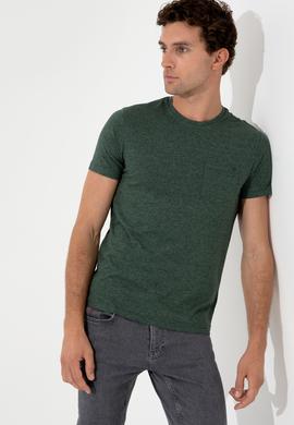 Koyu Yeşil Bisiklet Yaka Slim Fit T-Shirt