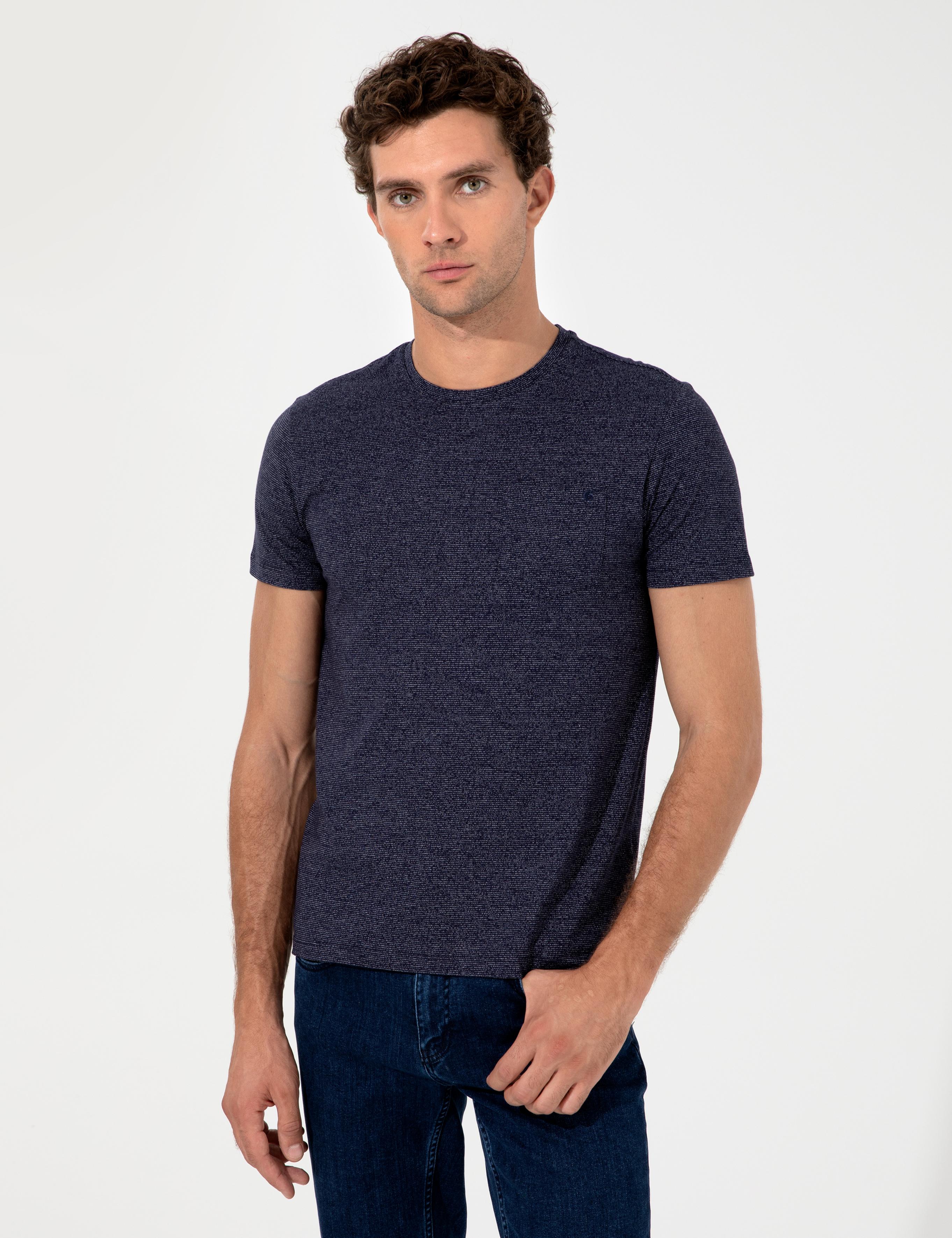 Lacivert Bisiklet Yaka Slim Fit T-Shirt - 50240270004