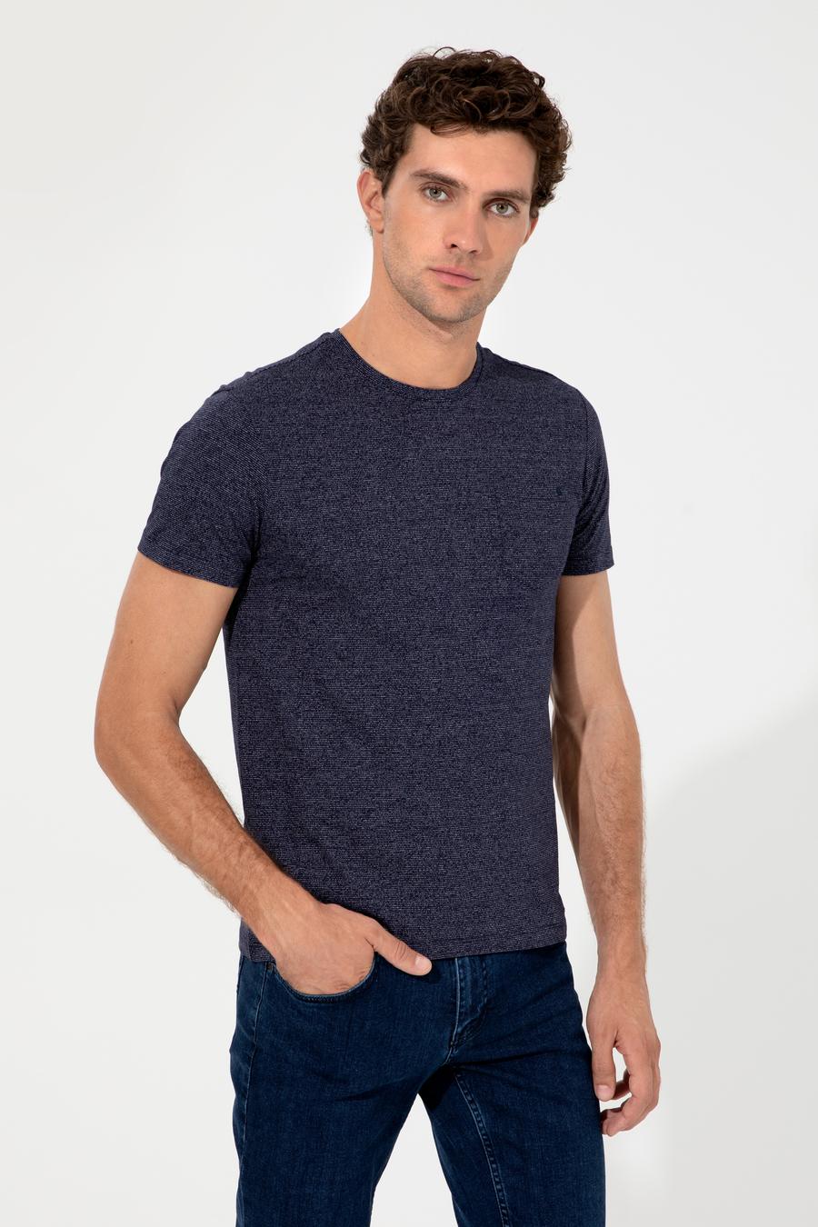 Lacivert Bisiklet Yaka Slim Fit T-Shirt - 50240270004