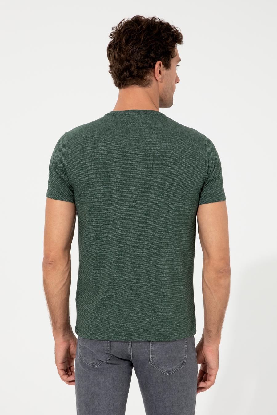 Koyu Yeşil Bisiklet Yaka Slim Fit T-Shirt - 50240270011
