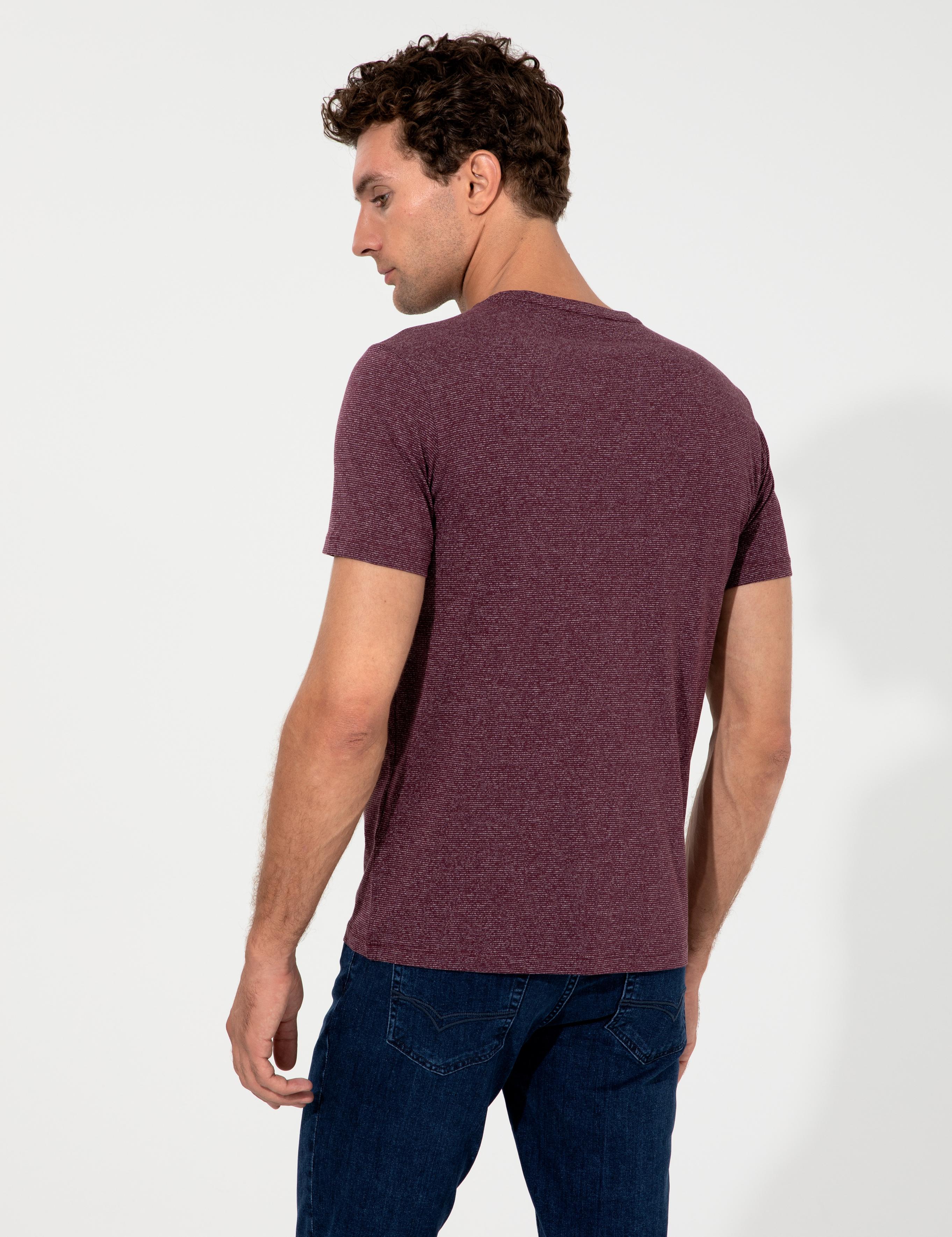 Bordo Bisiklet Yaka Slim Fit T-Shirt - 50240270017