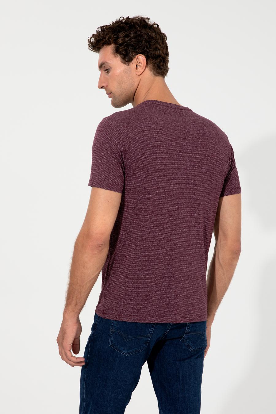 Bordo Bisiklet Yaka Slim Fit T-Shirt - 50240270017
