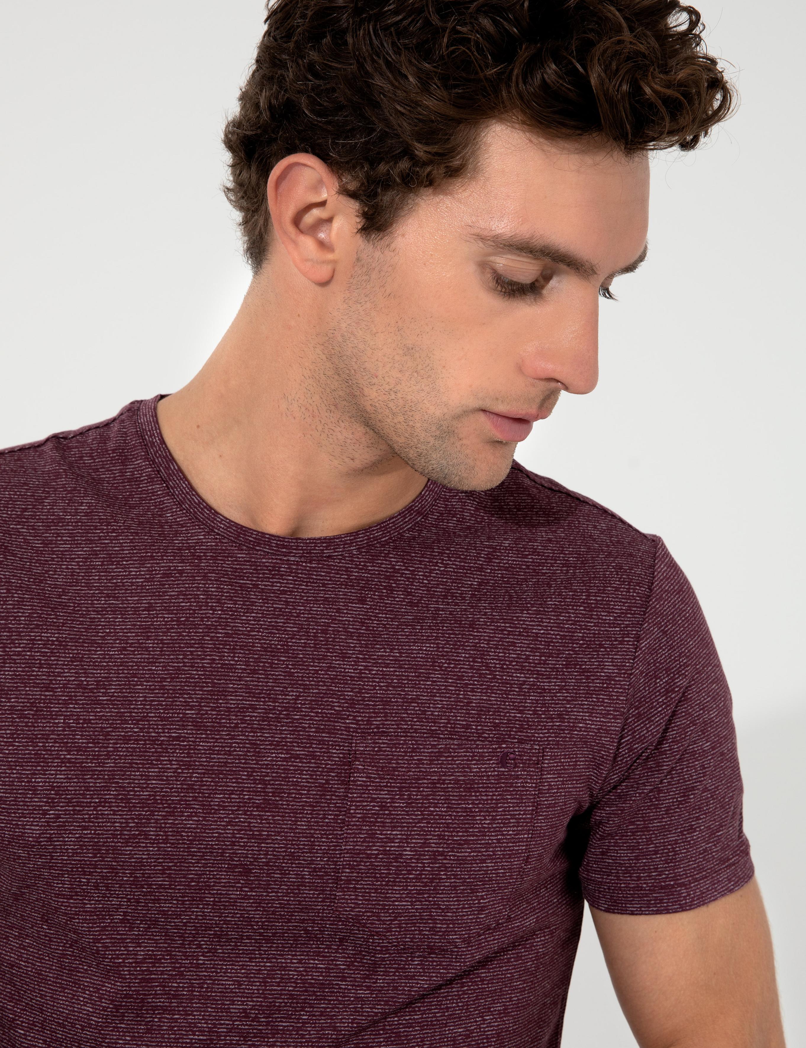 Bordo Bisiklet Yaka Slim Fit T-Shirt - 50240270017