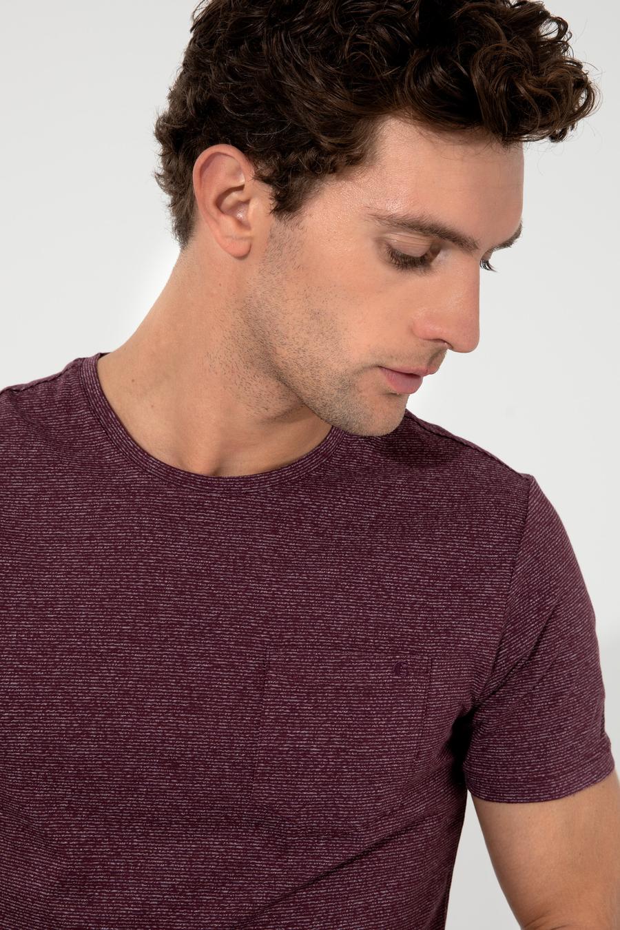 Bordo Bisiklet Yaka Slim Fit T-Shirt - 50240270017