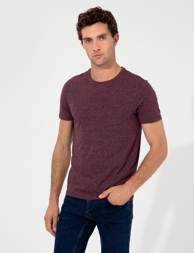 Bordo Bisiklet Yaka Slim Fit T-Shirt
