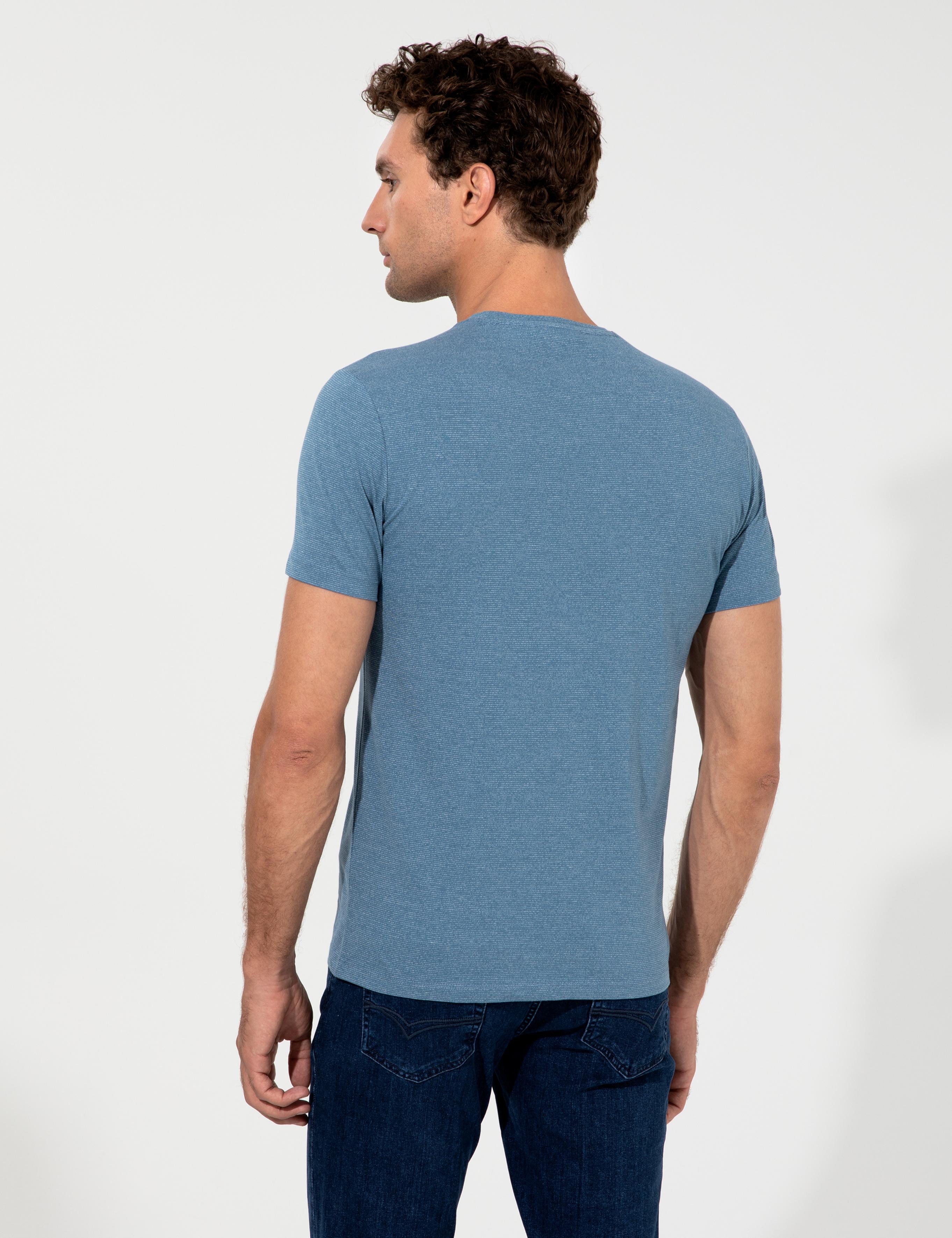 İndigo Bisiklet Yaka Slim Fit T-Shirt - 50240270027