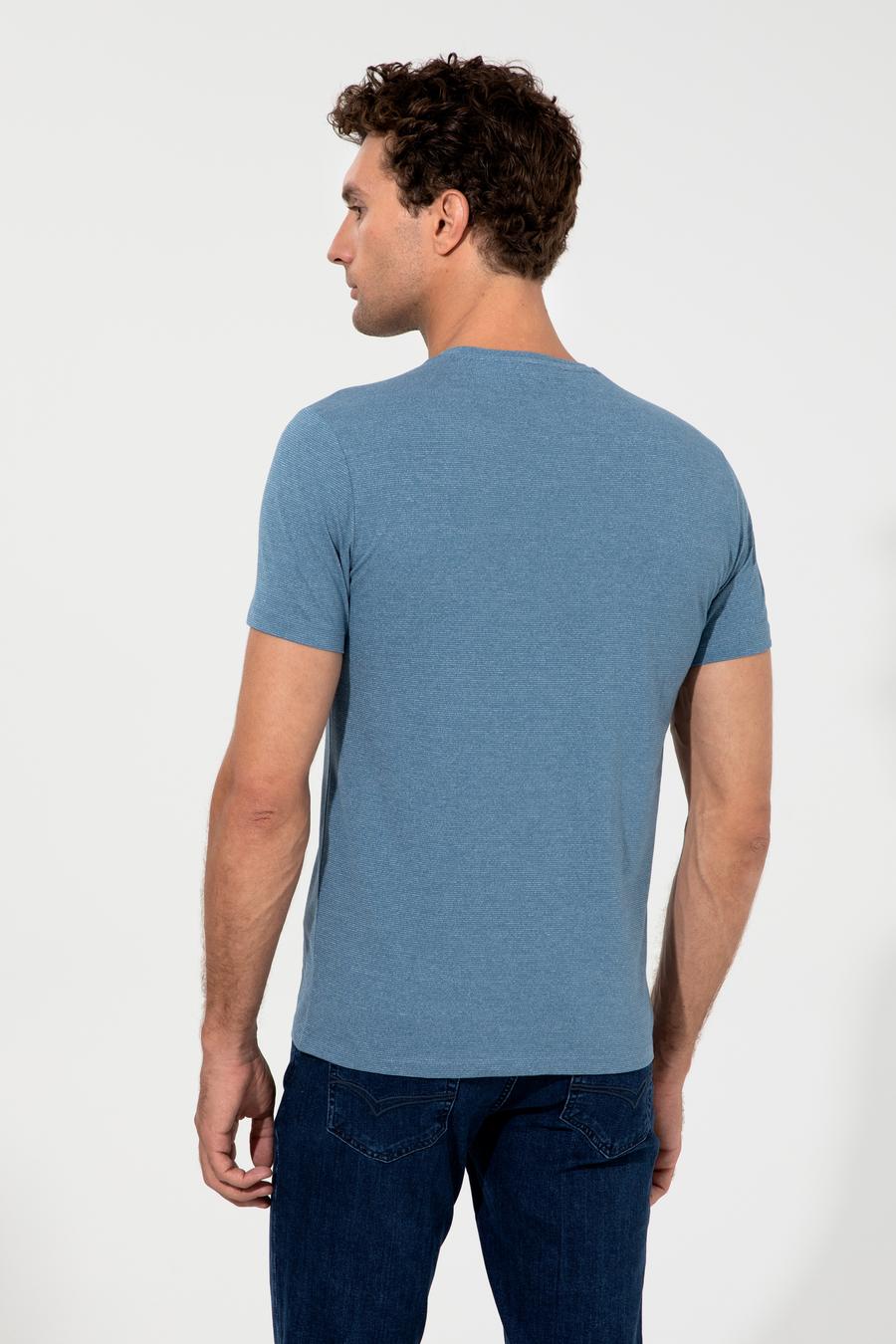 İndigo Bisiklet Yaka Slim Fit T-Shirt - 50240270027