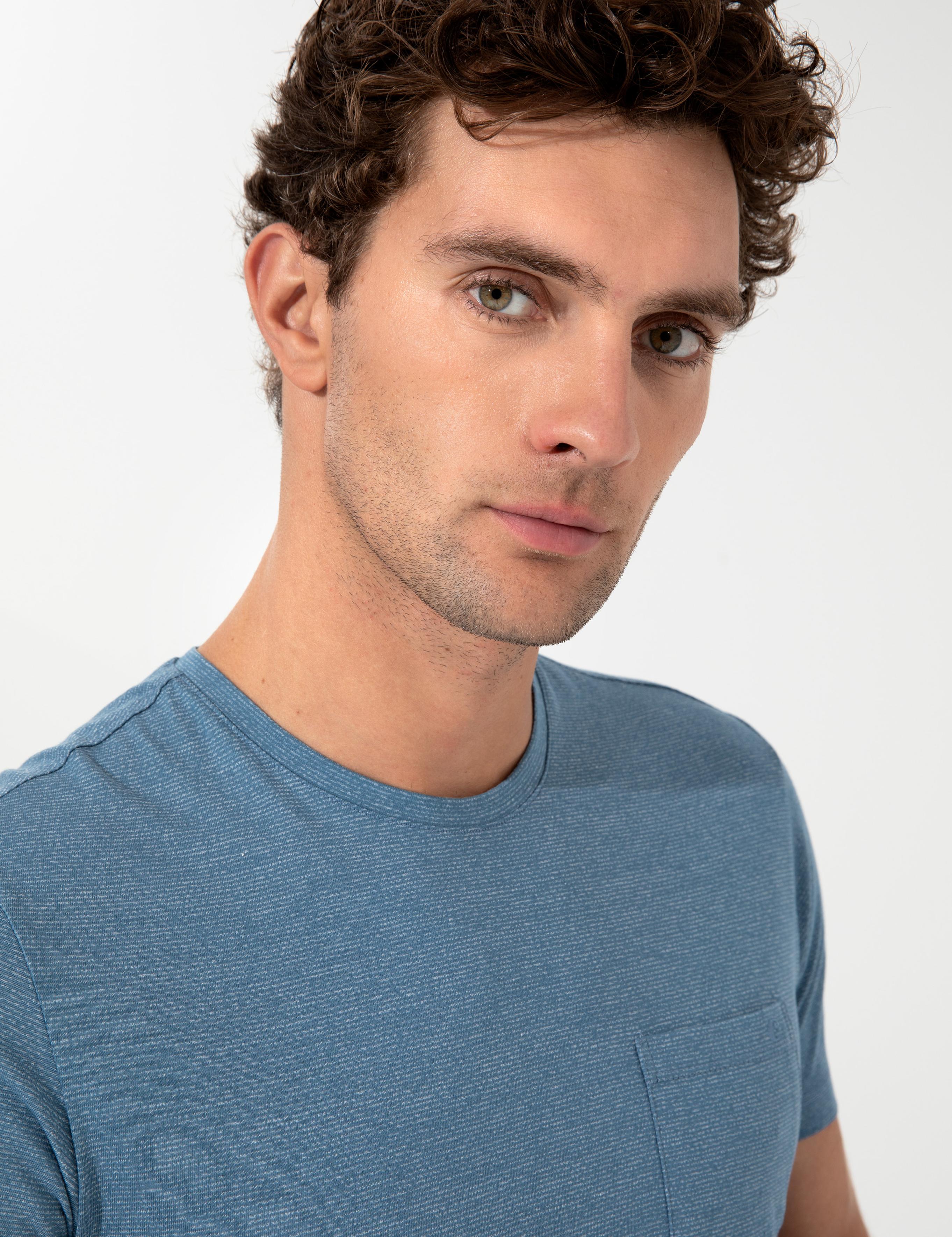 İndigo Bisiklet Yaka Slim Fit T-Shirt - 50240270027