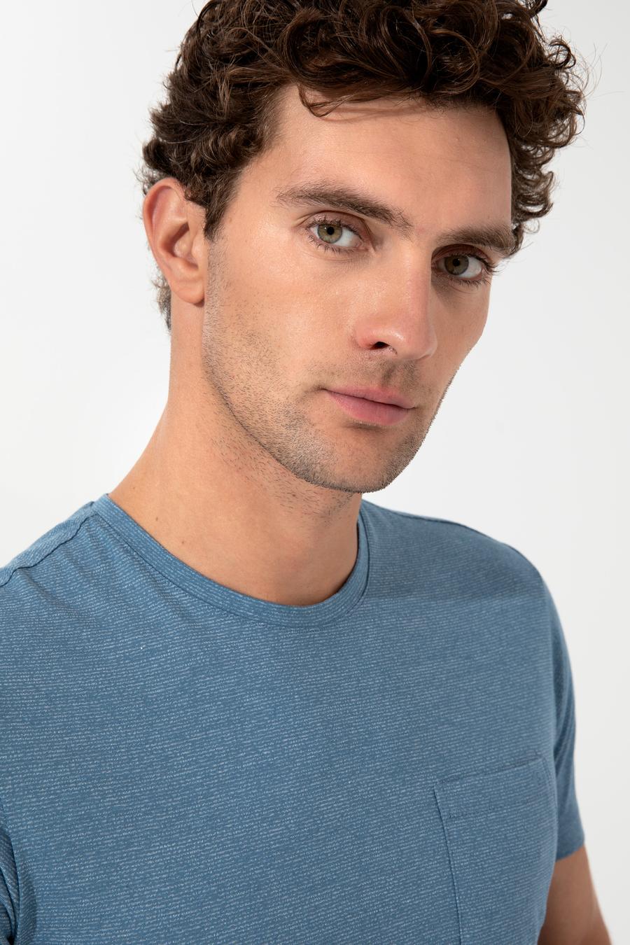 İndigo Bisiklet Yaka Slim Fit T-Shirt - 50240270027