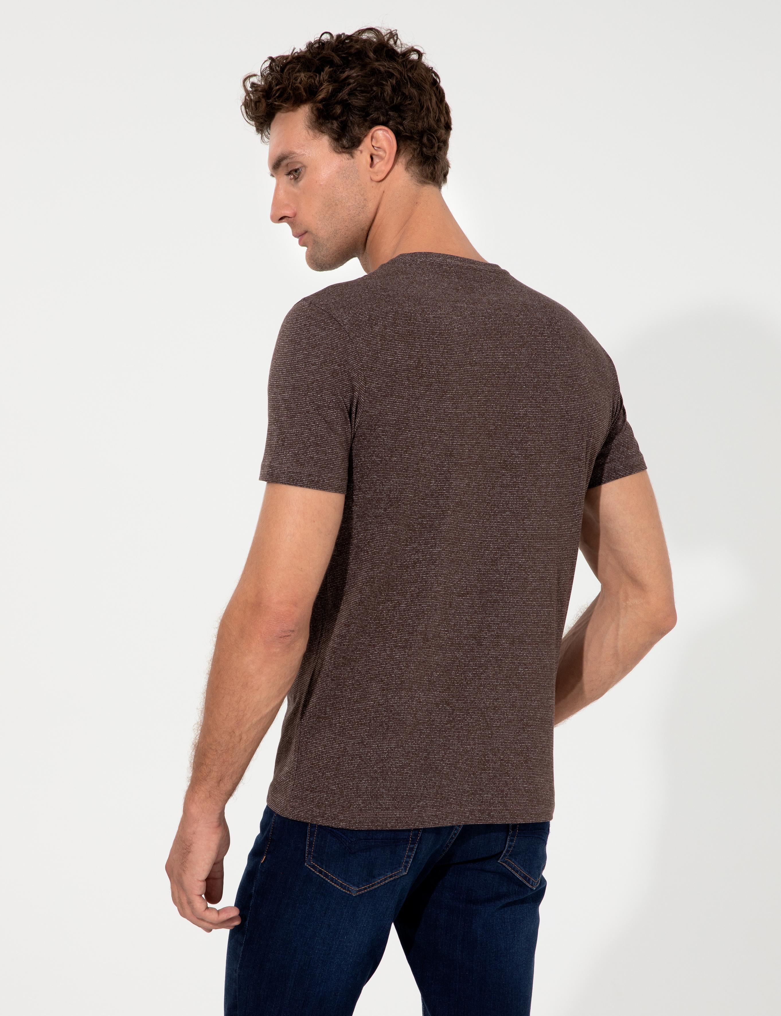 Kahverengi Bisiklet Yaka Slim Fit T-Shirt - 50240270037