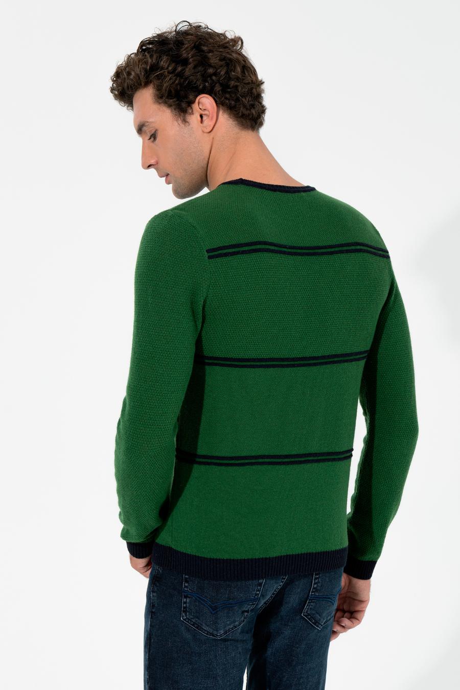 Haki Slim Fit Bisiklet Yaka Triko Kazak - 50258829037