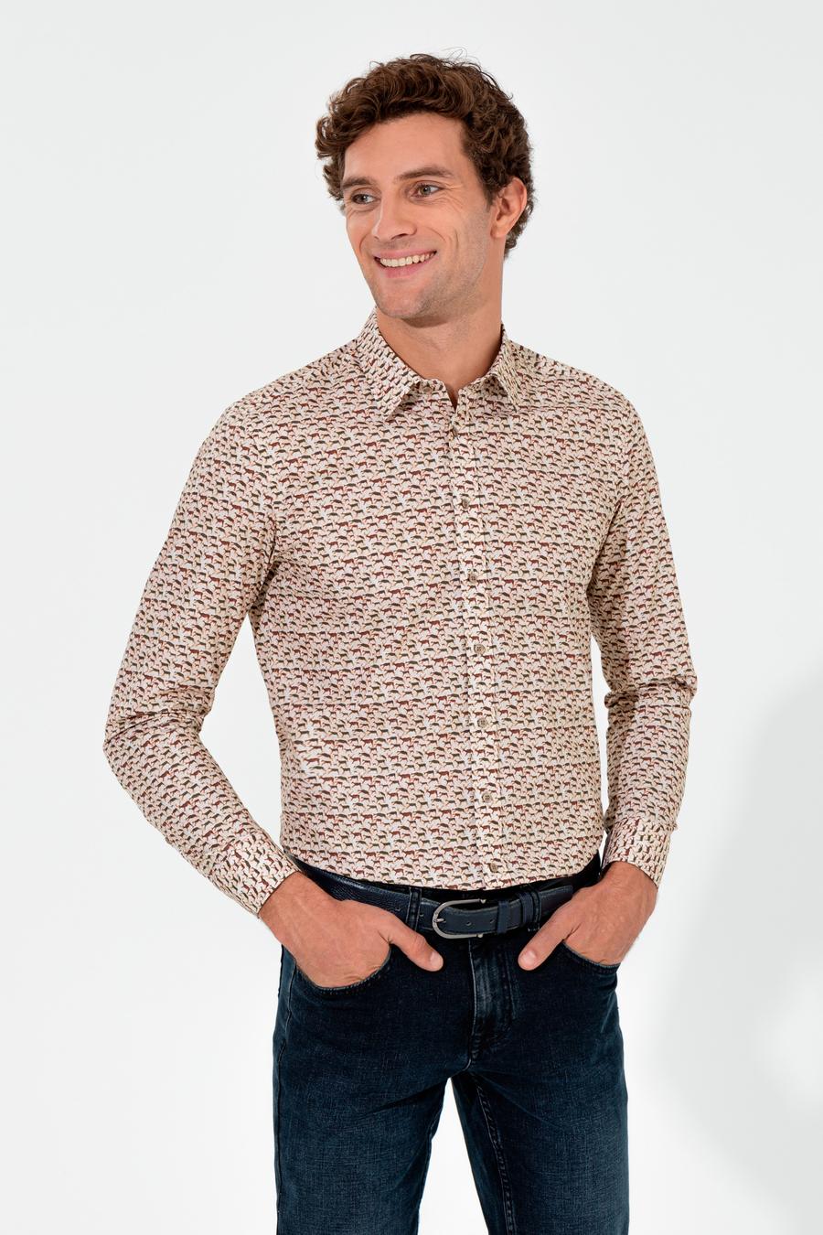 Haki Slim Fit Uzun Kollu Gömlek - 50255589020