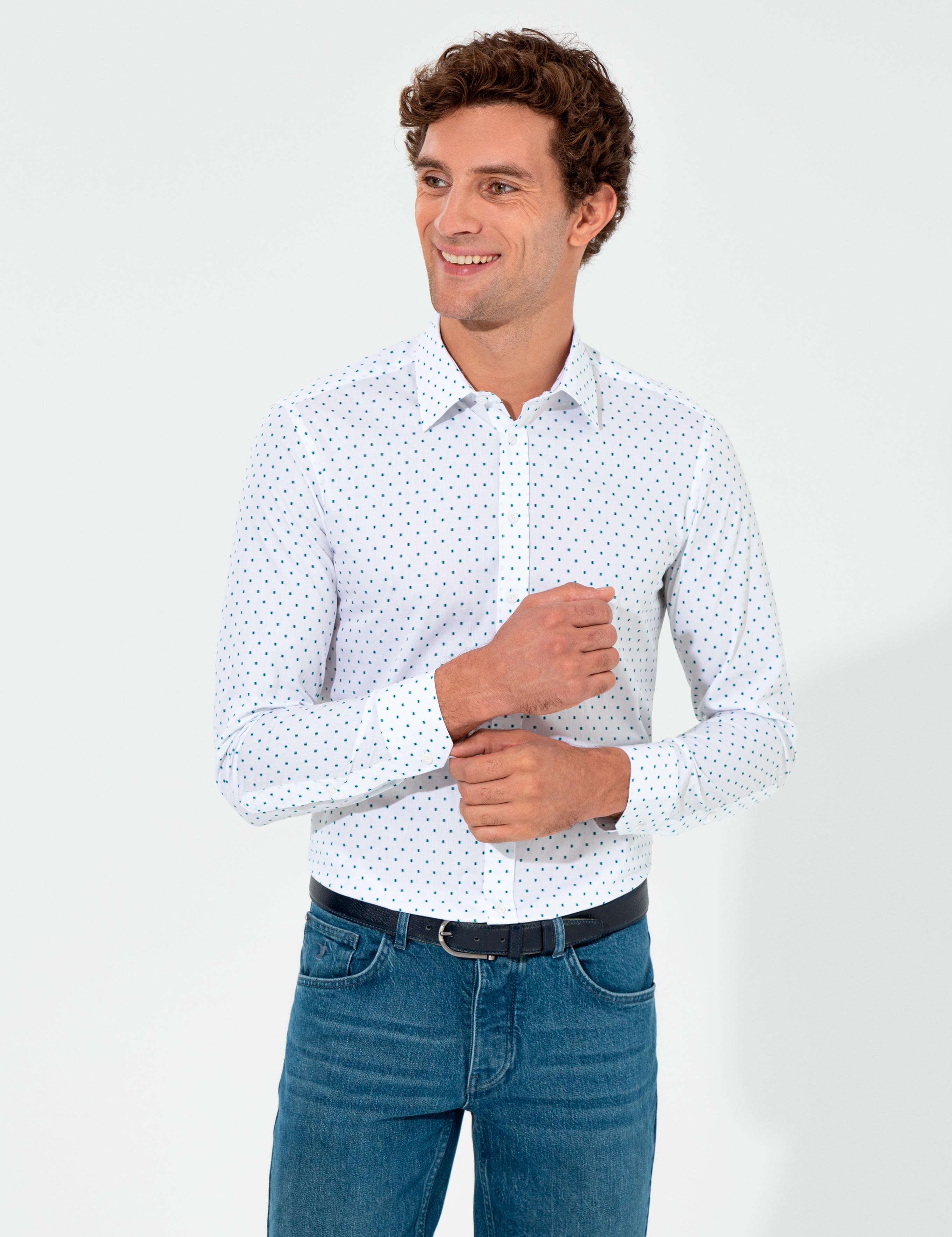 Beyaz Slim Fit Uzun Kollu Gömlek - 50255635021
