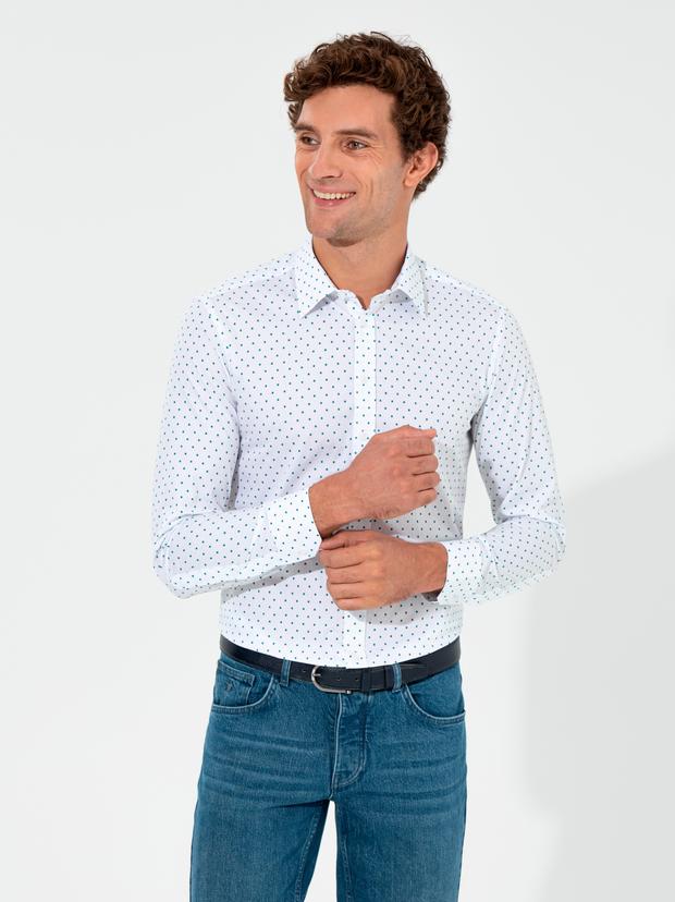 Beyaz Slim Fit Uzun Kollu Gömlek