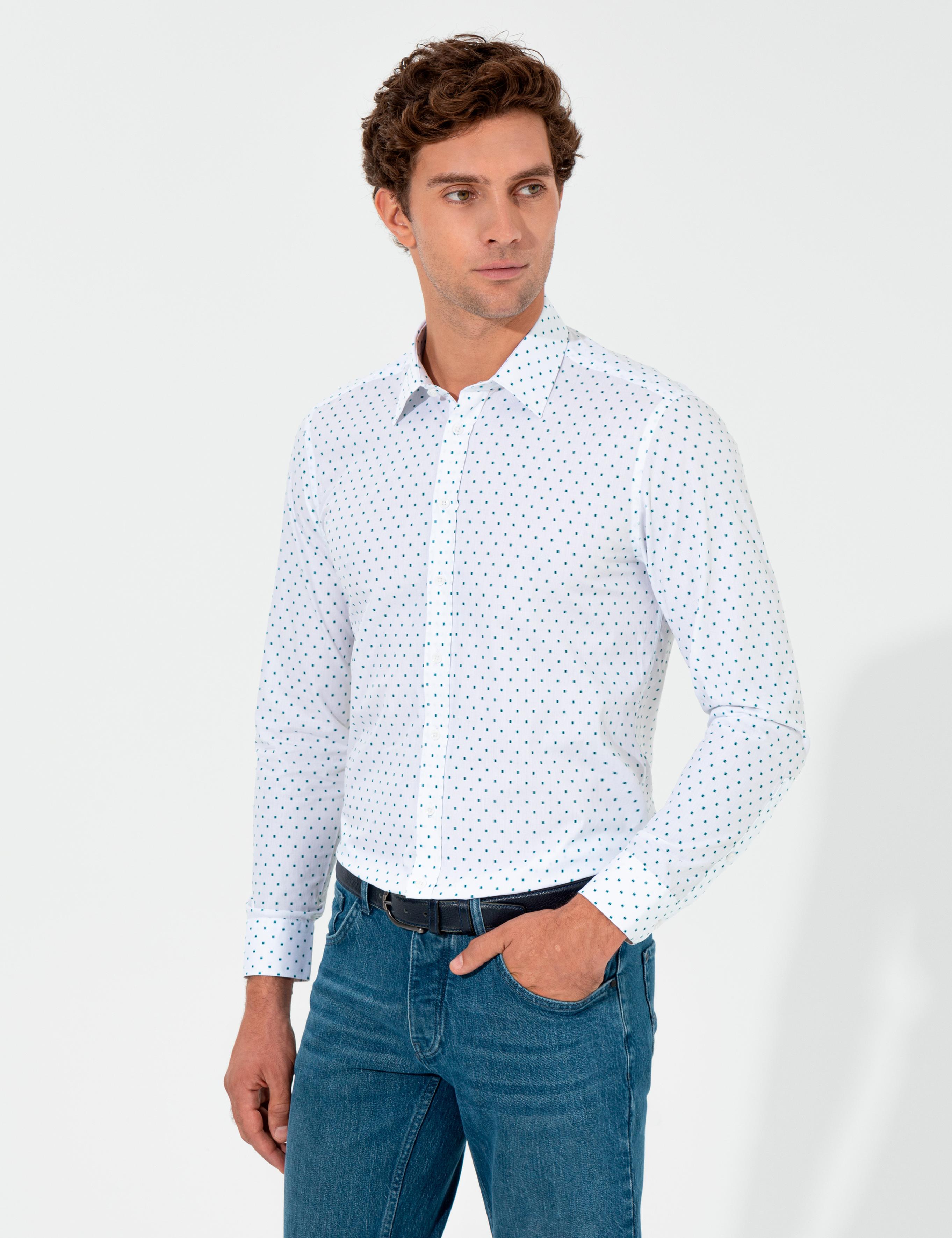 Beyaz Slim Fit Uzun Kollu Gömlek - 50255635021