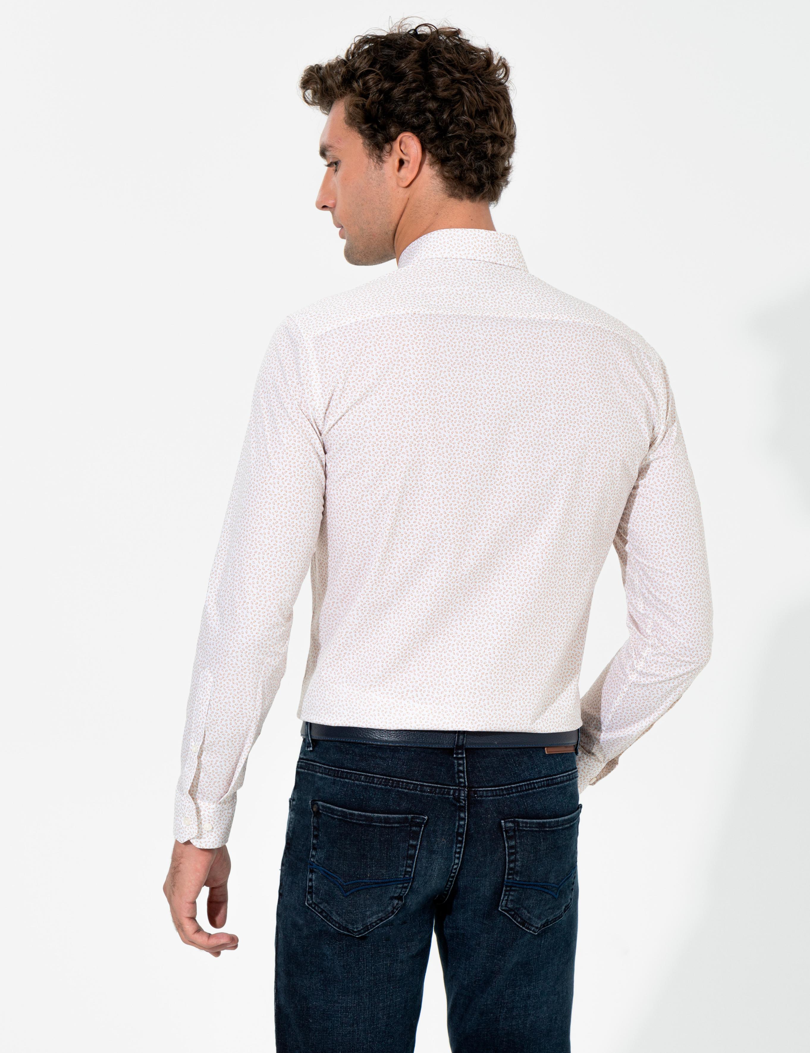 Bej Slim Fit Uzun Kollu Gömlek - 50255636021