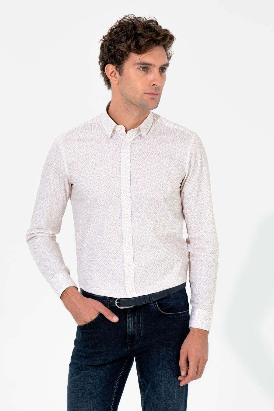 Bej Slim Fit Uzun Kollu Gömlek - 50255636021