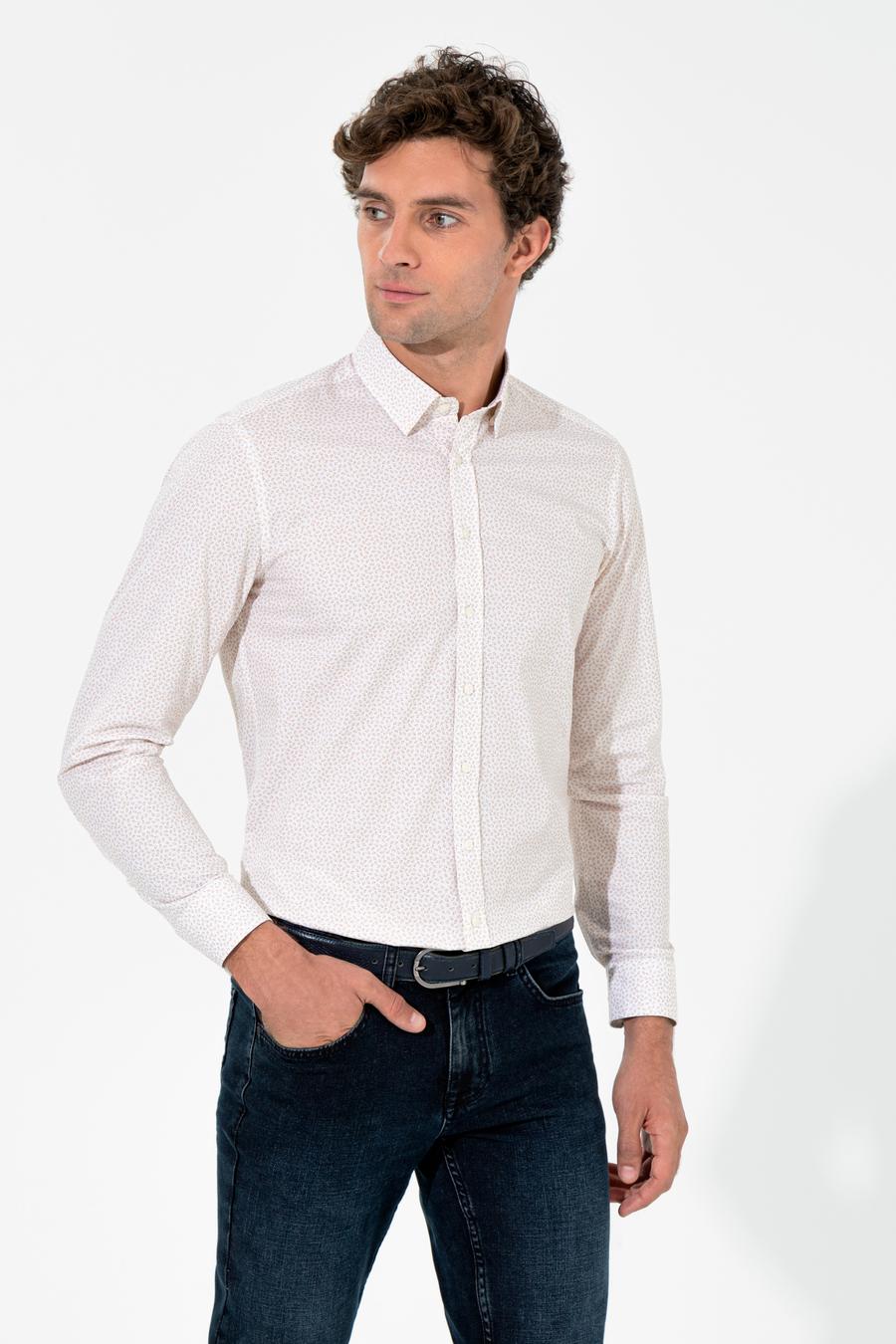 Bej Slim Fit Uzun Kollu Gömlek - 50255636021