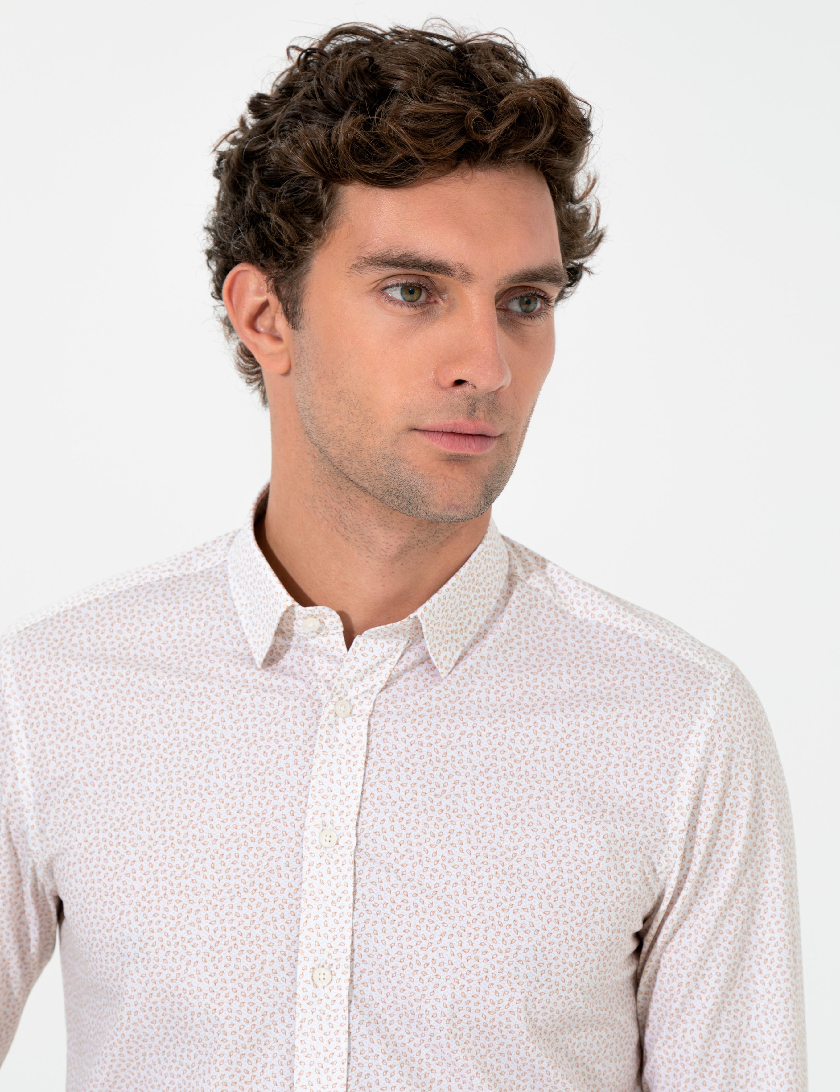 Bej Slim Fit Uzun Kollu Gömlek - 50255636021