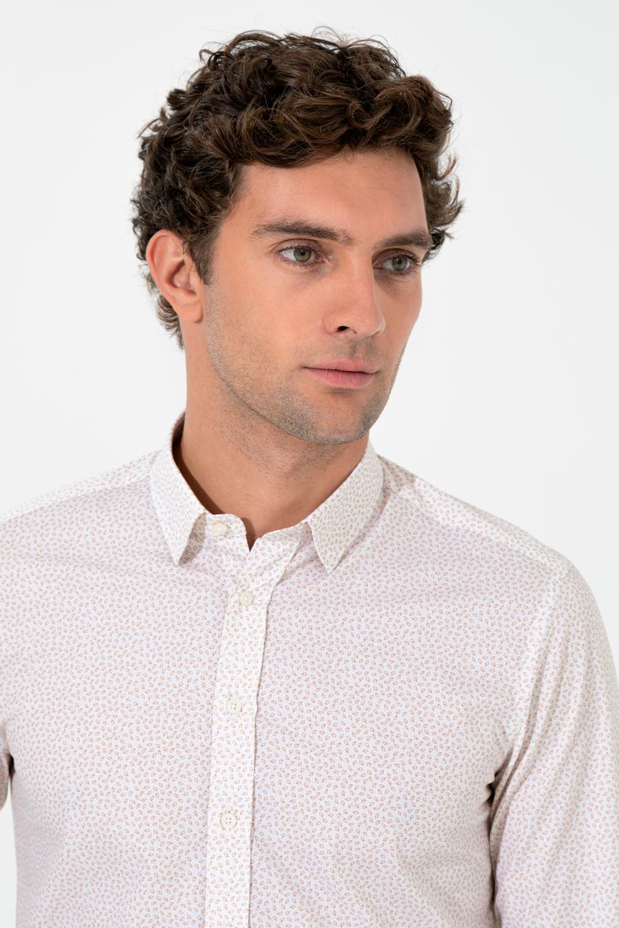 Bej Slim Fit Uzun Kollu Gömlek - 50255636021