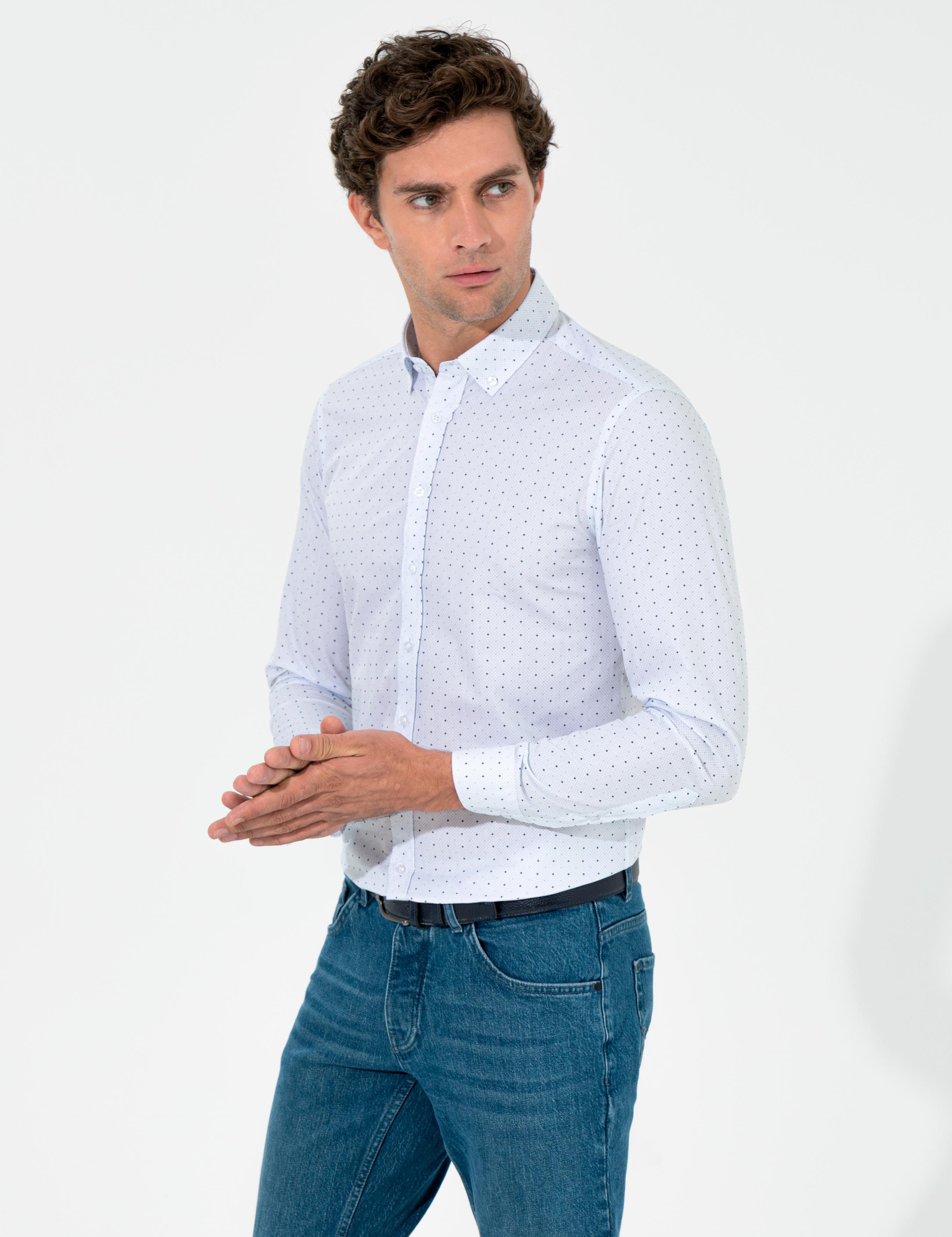 Gri Slim Fit Uzun Kollu Gömlek - 50255653076