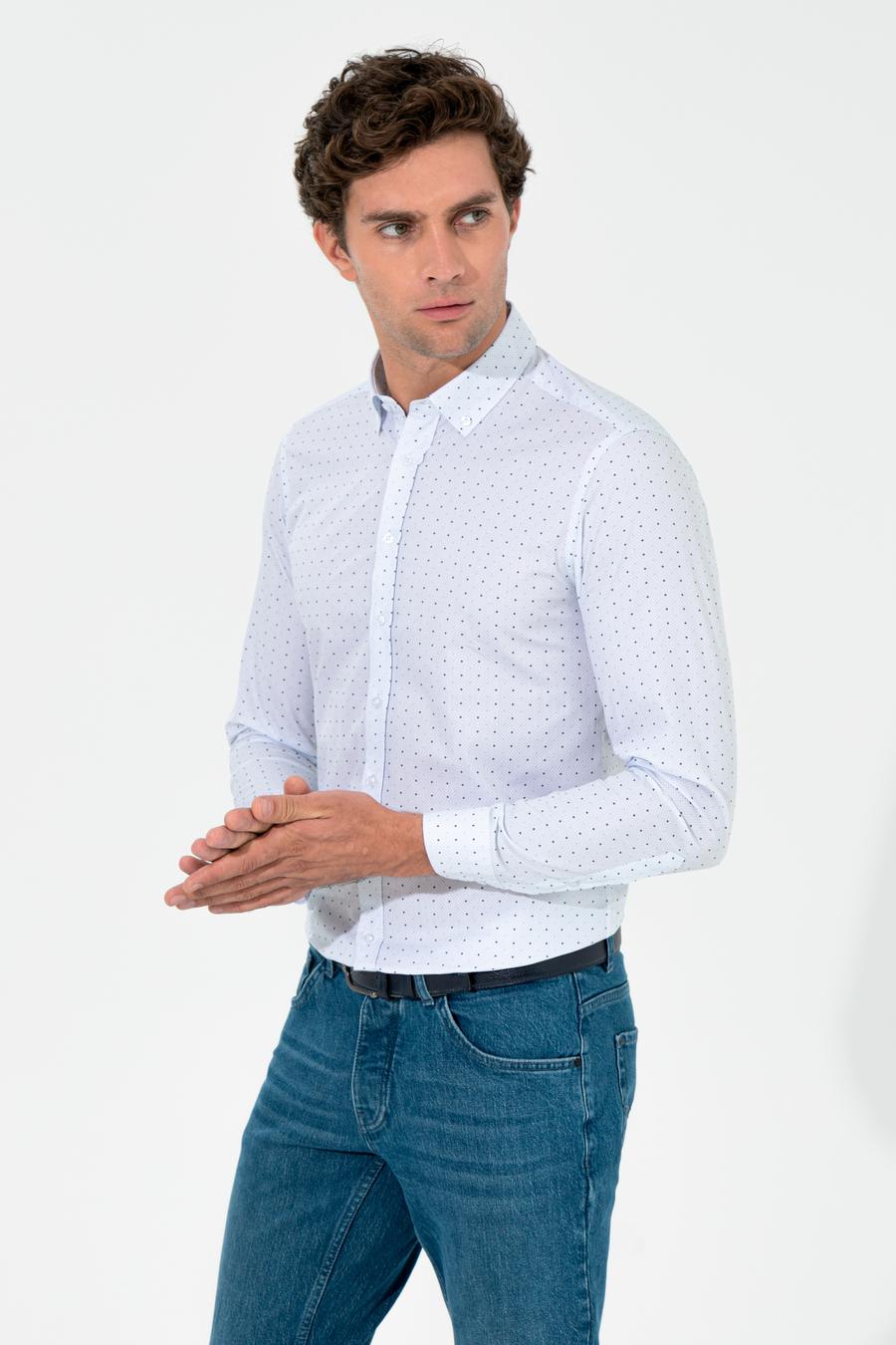 Gri Slim Fit Uzun Kollu Gömlek - 50255653076