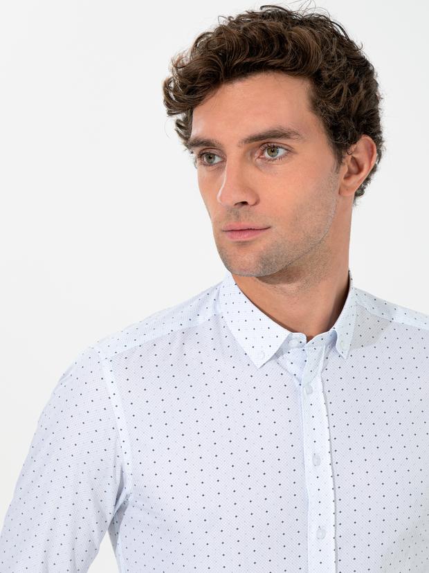 Gri Slim Fit Uzun Kollu Gömlek