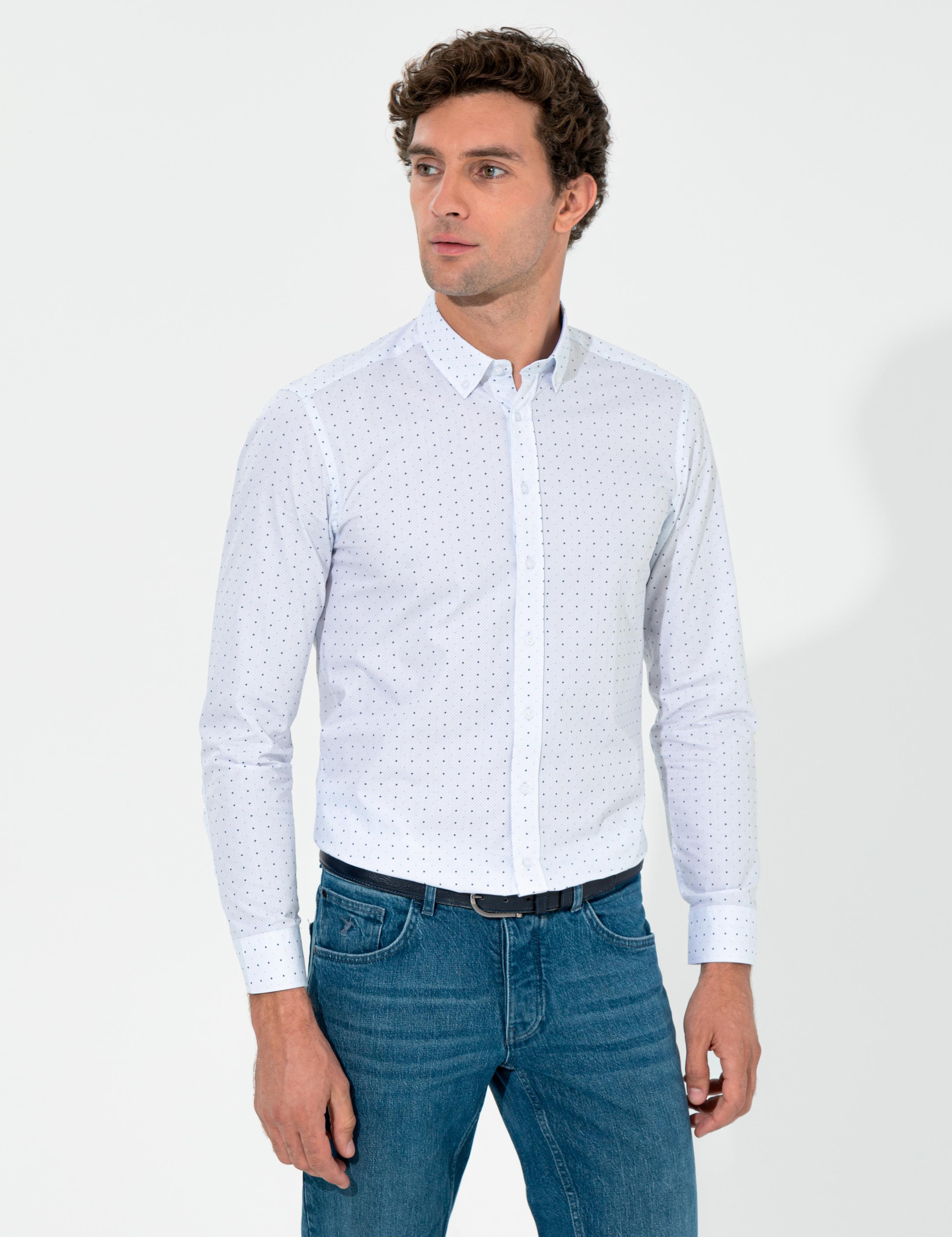 Gri Slim Fit Uzun Kollu Gömlek - 50255653076