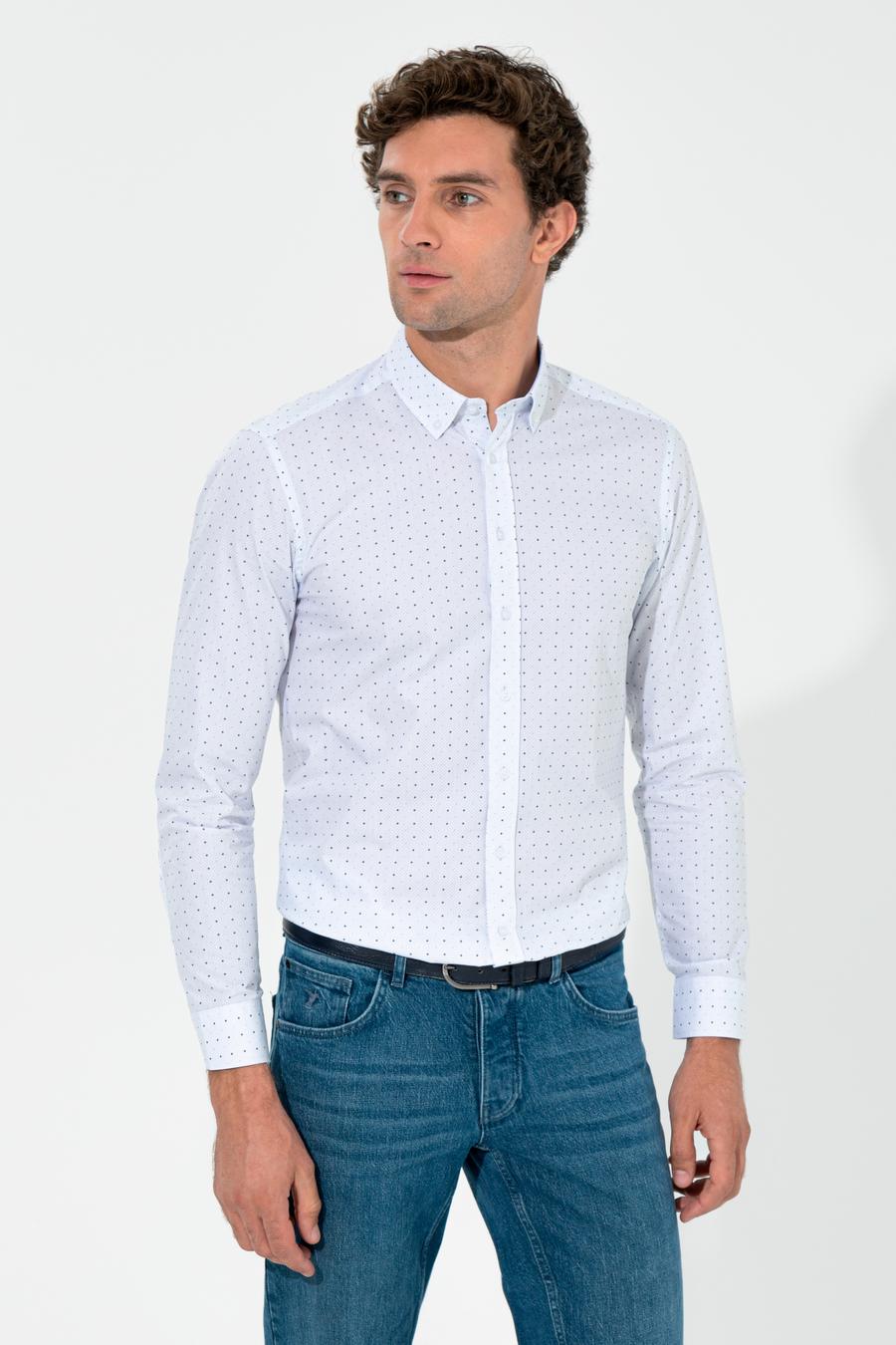 Gri Slim Fit Uzun Kollu Gömlek - 50255653076