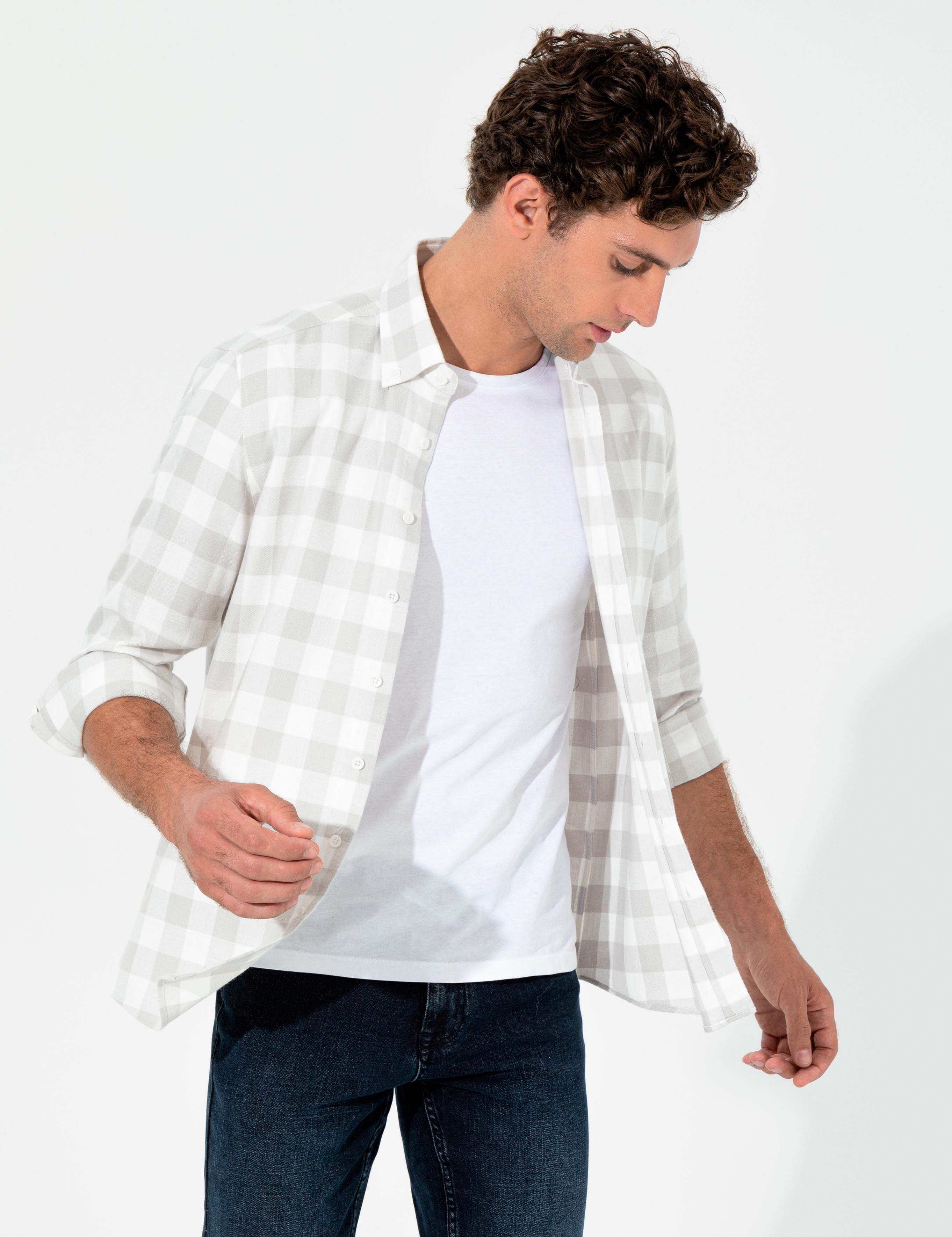 Gri Regular Fit Uzun Kollu Gömlek - 50255652023